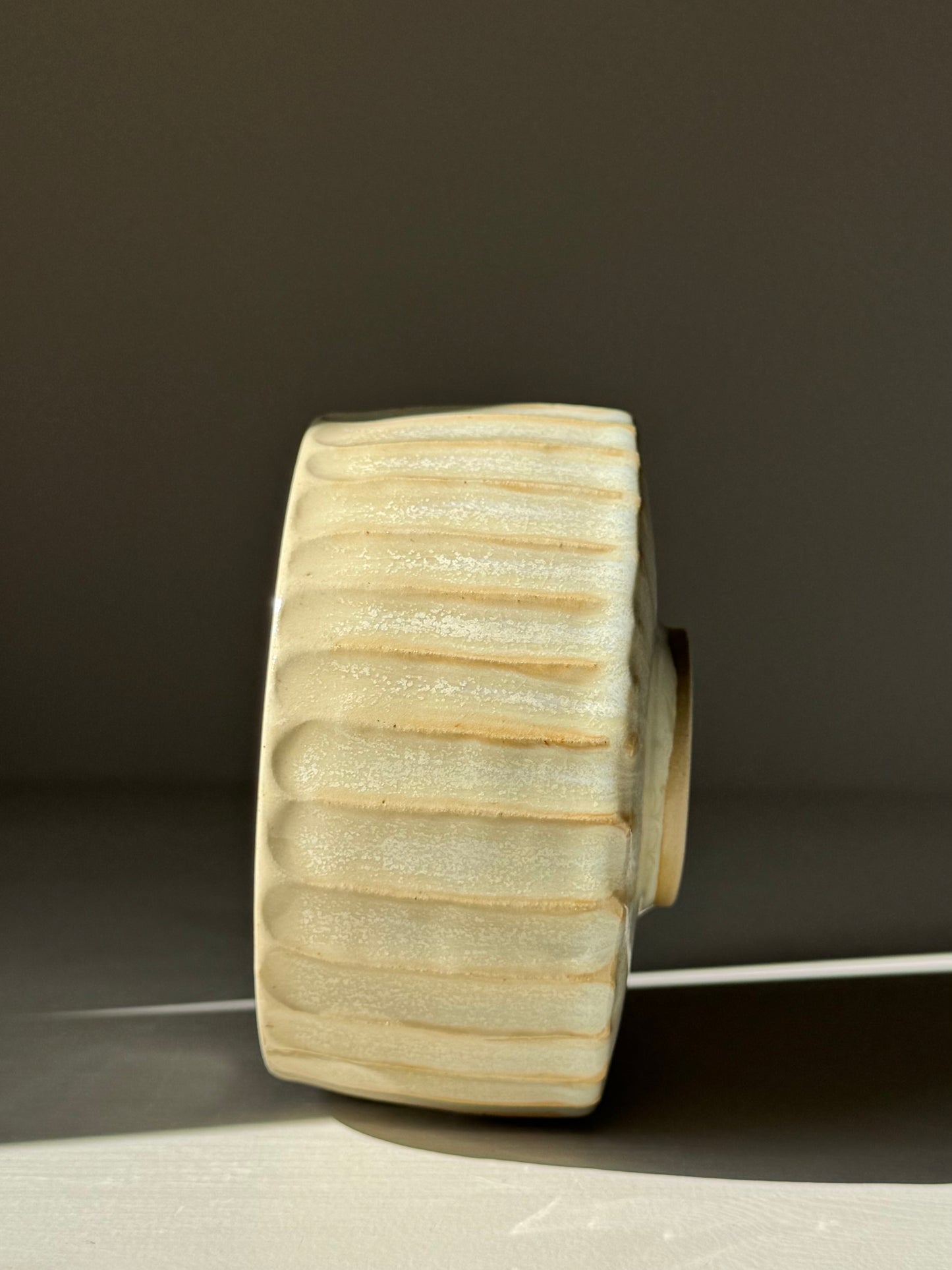 Carved Matcha Bowl – Moonstone Glaze #01