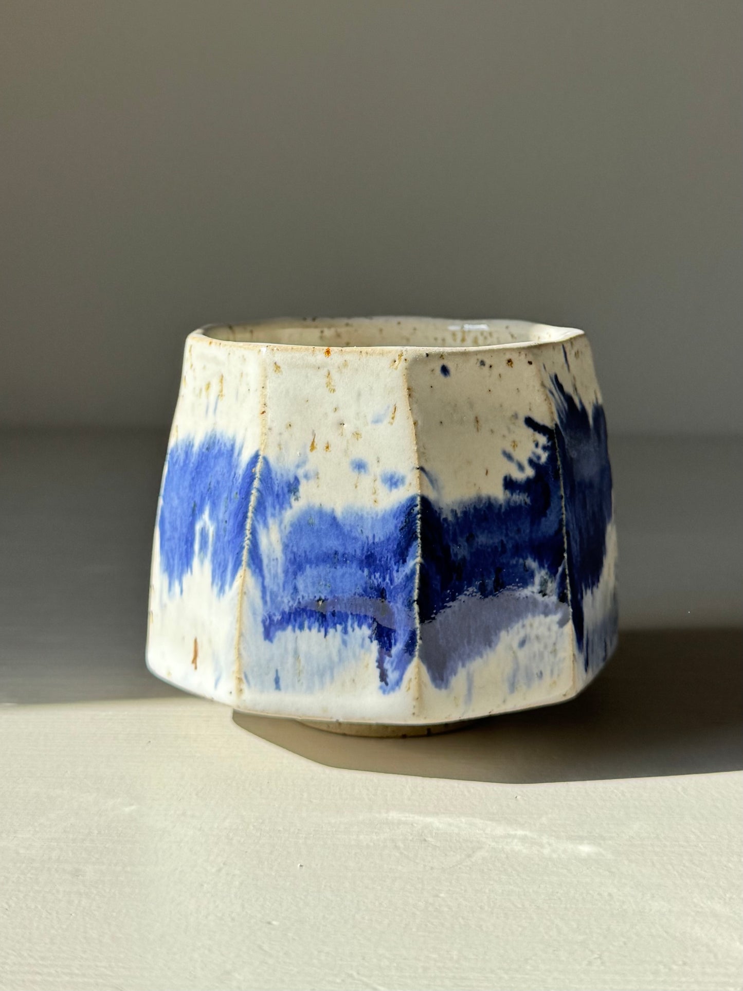 Faceted Cup – Cobalt Blue & Glossy White #03