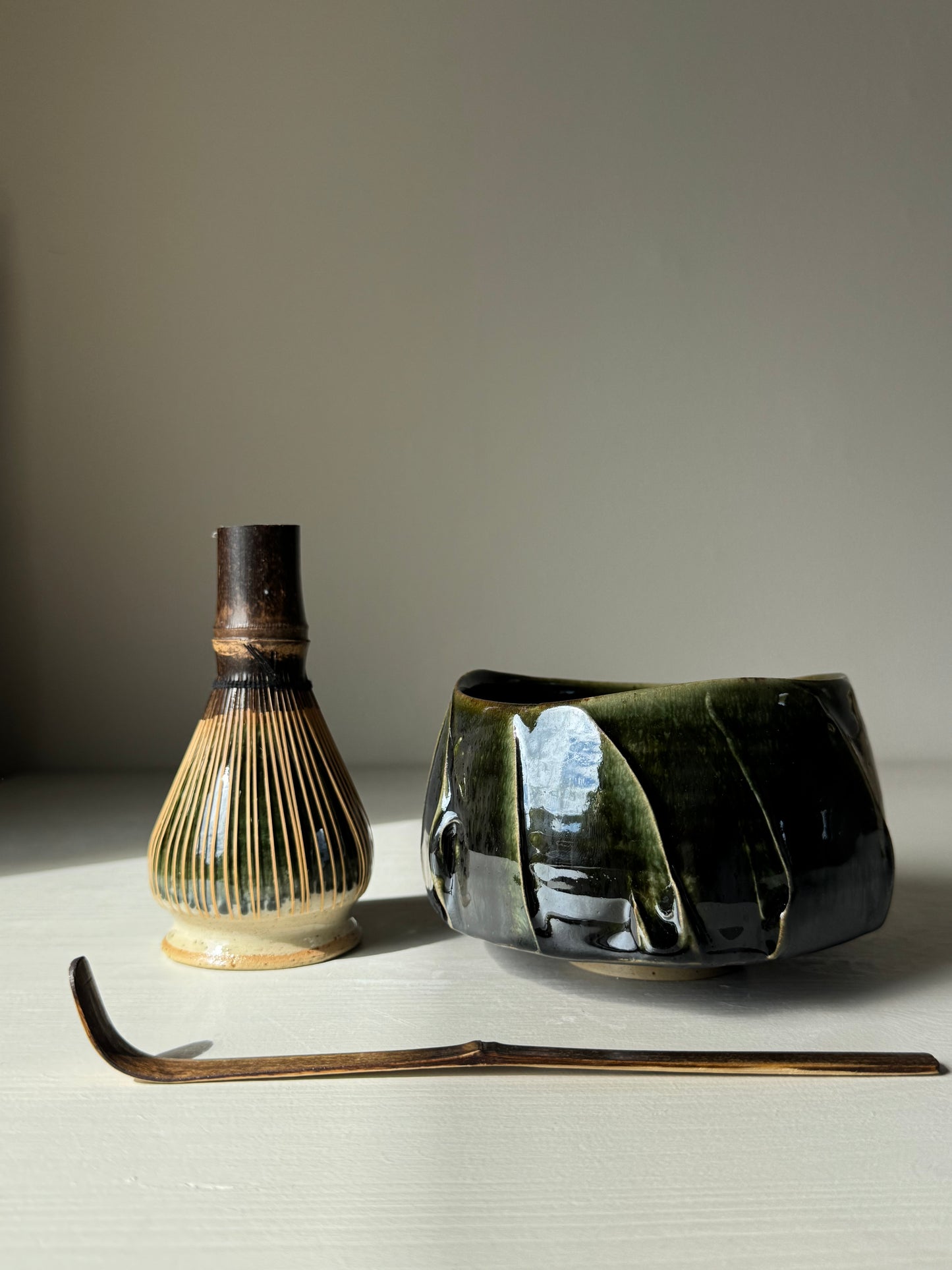 Textured Matcha Bowl - Hinoki Series #12