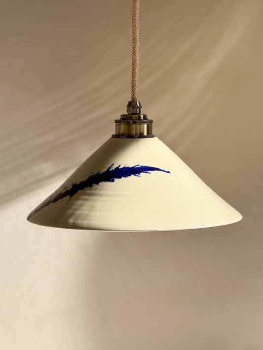Handmade Ceramic Lamp Shade – Gosu Series #02 with cobalt blue accents