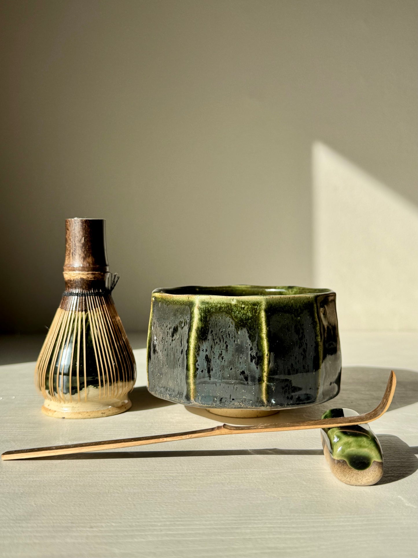 Faceted Matcha Bowl - Hinoki Series #02