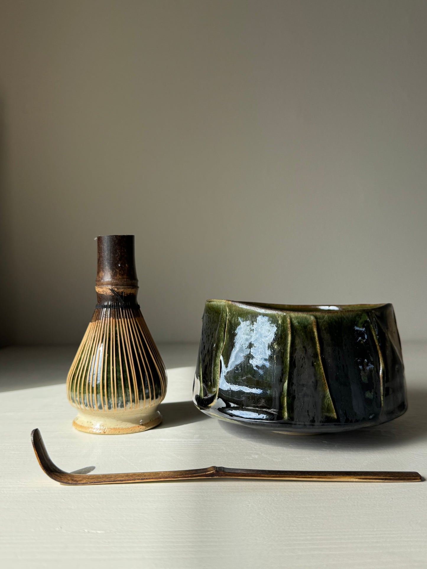 Textured Matcha Bowl - Hinoki Series #10