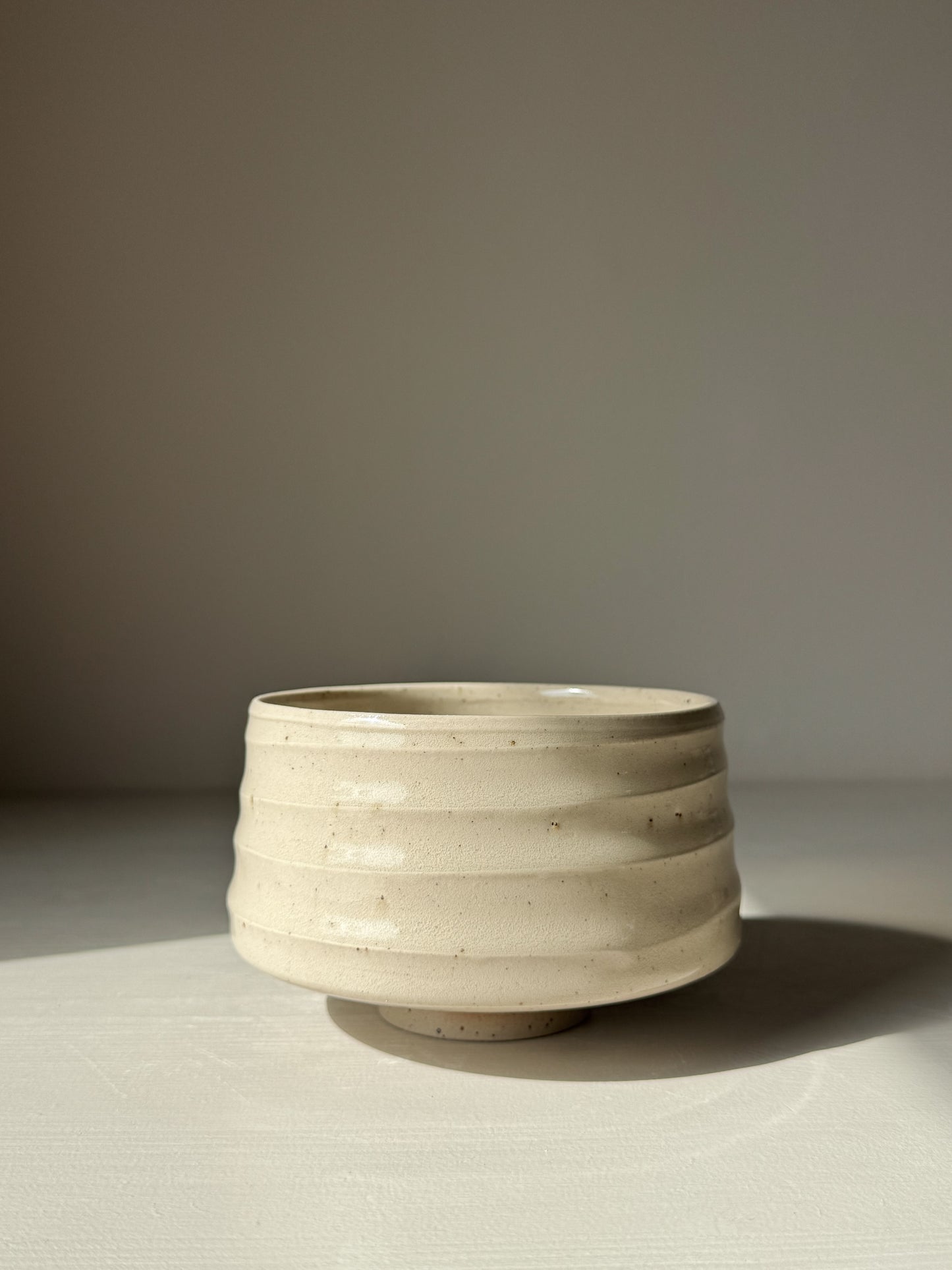 Textured Matcha Bowl - Clear Glaze #01