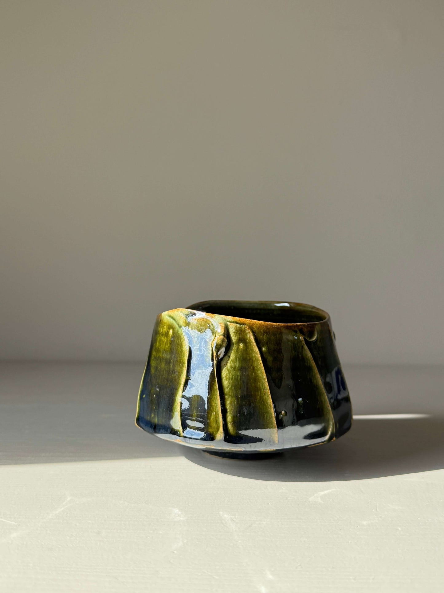 Textured Matcha Bowl - Hinoki Series #07 handmade ceramic, green glaze, unique textured finish, inspired by Hinoki tree.