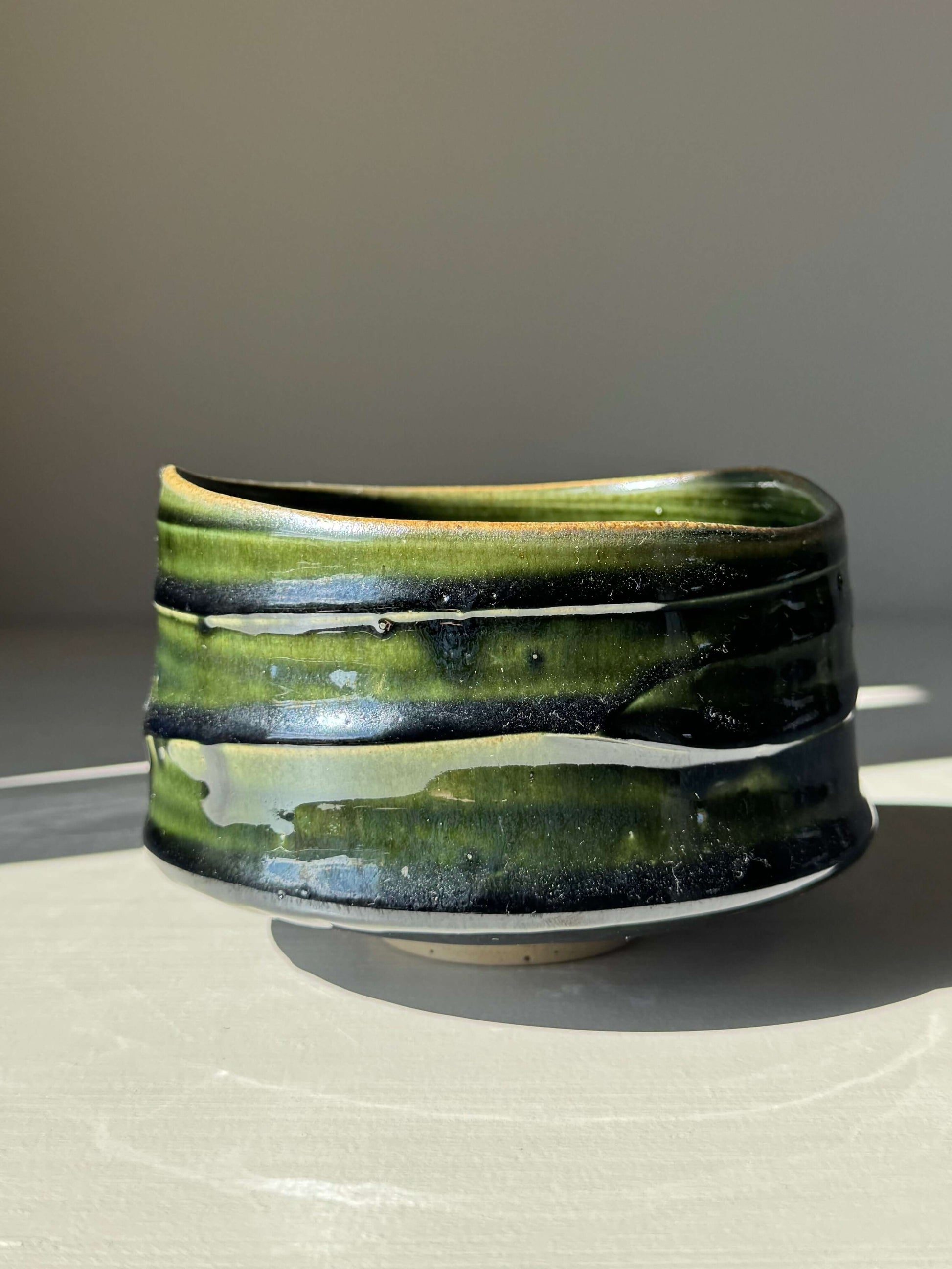 Textured Matcha Bowl - Hinoki Series #05 handmade ceramic with green glaze