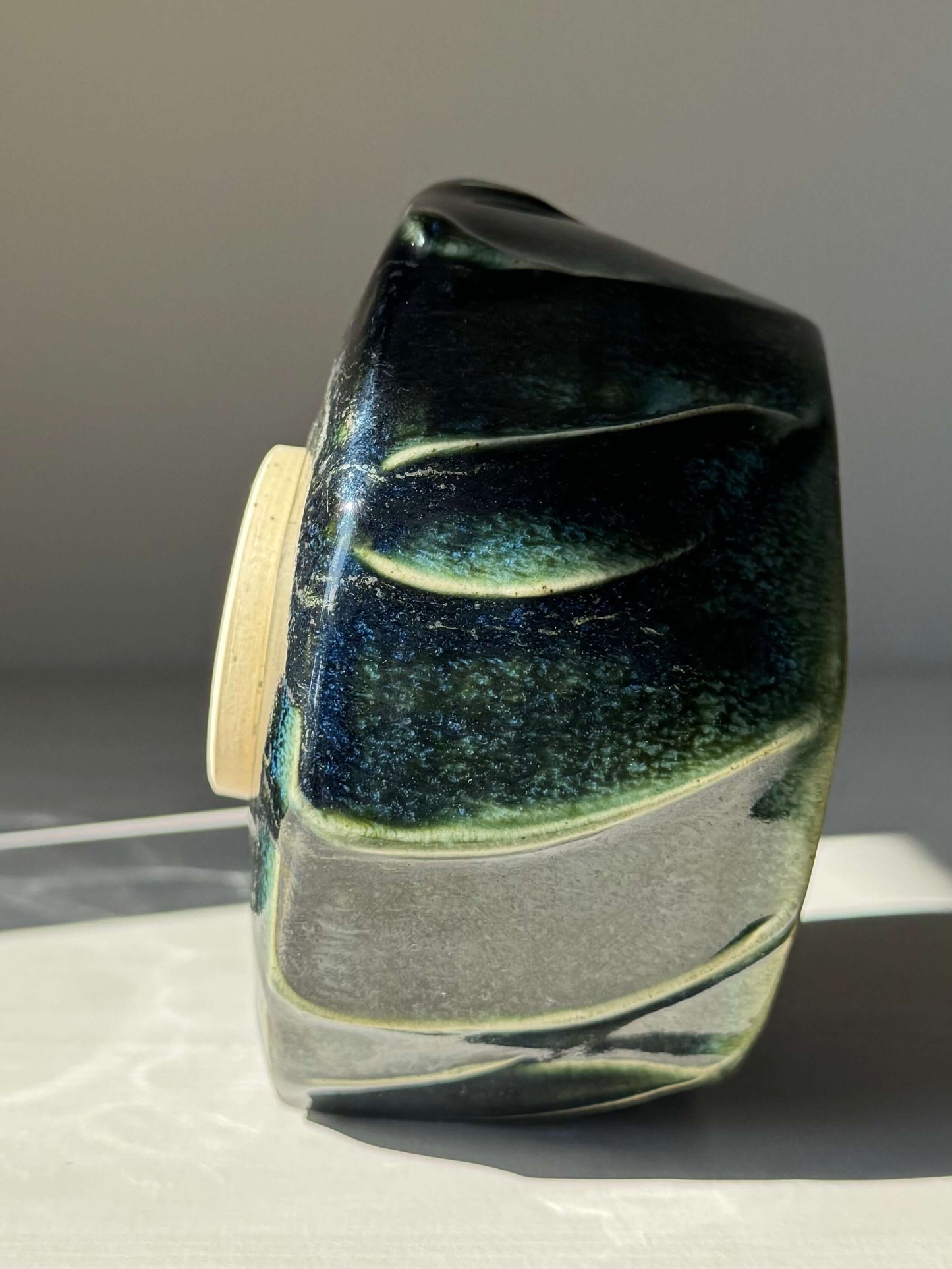 Textured Matcha Bowl - Hinoki Series #03, handmade ceramic with green glaze and textured design