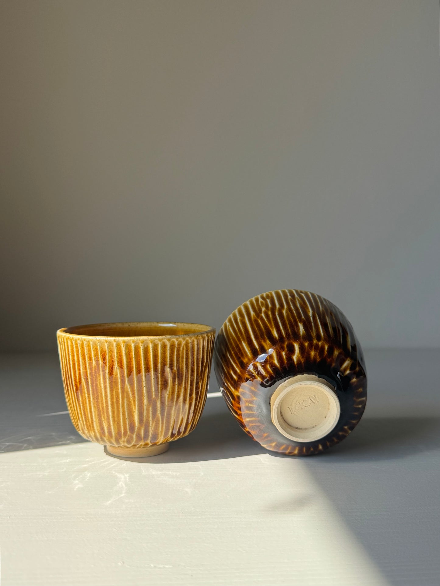 Carved Cups - Dark Honey