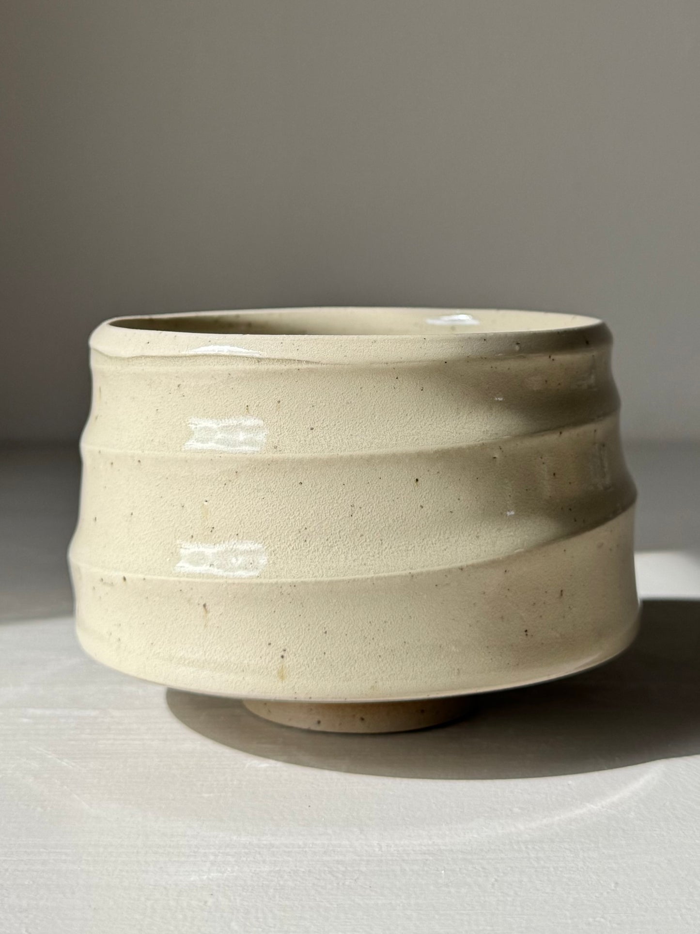 Gestructureerde Matcha Kom - Transparante Glazuur #02