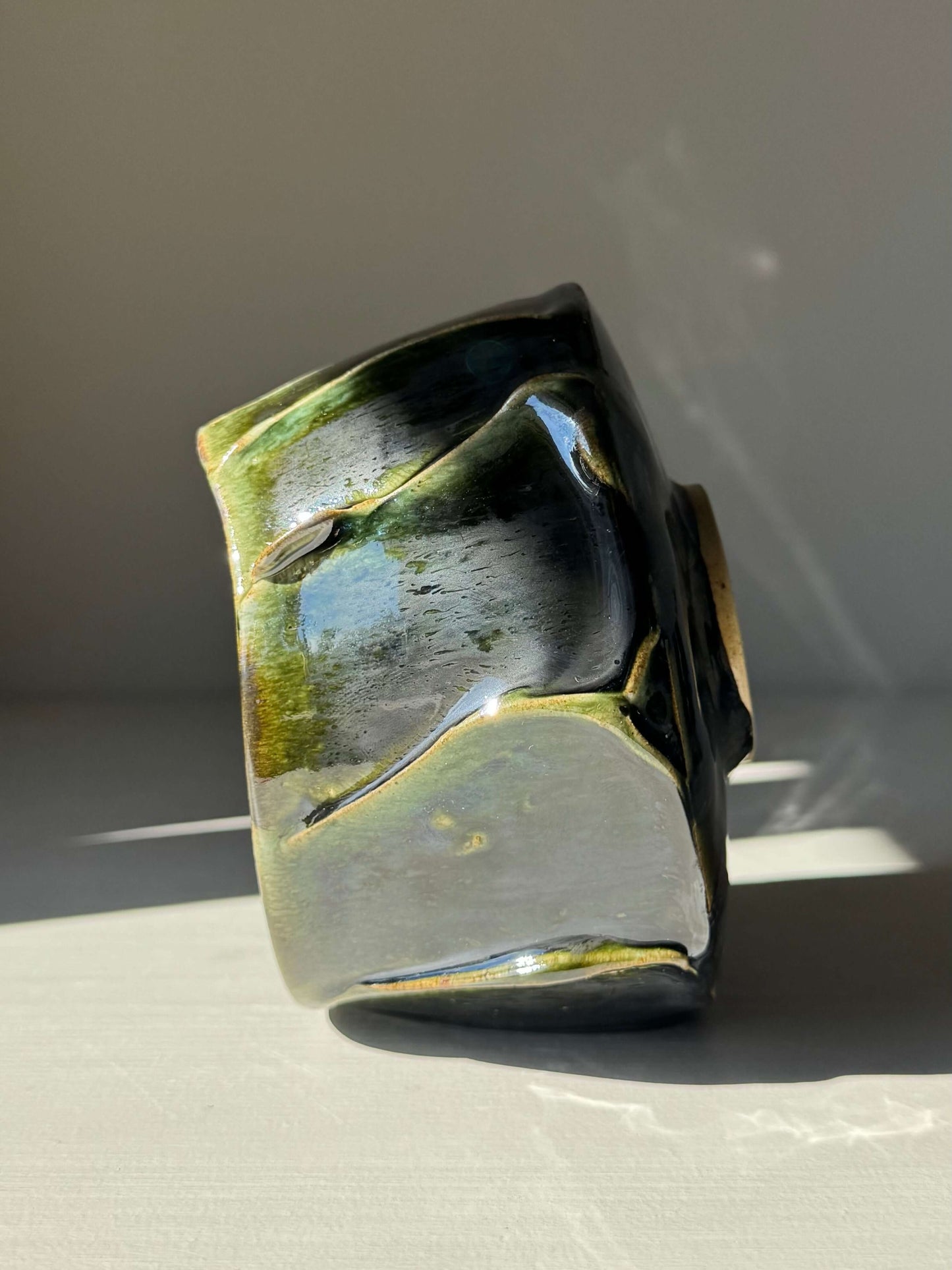 Textured Matcha Bowl - Hinoki Series #01, handmade ceramic with green glaze and textured finish.