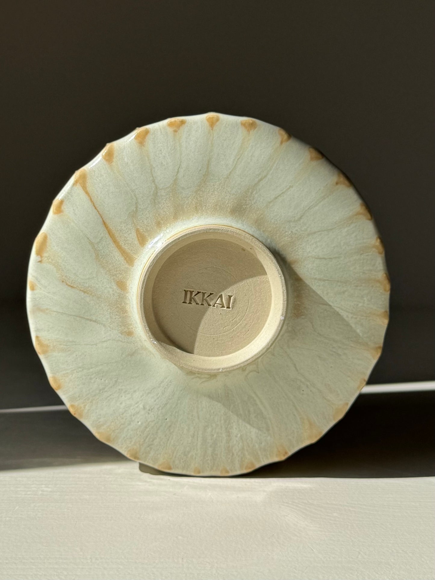 Carved Matcha Bowl – Moonstone Glaze #01