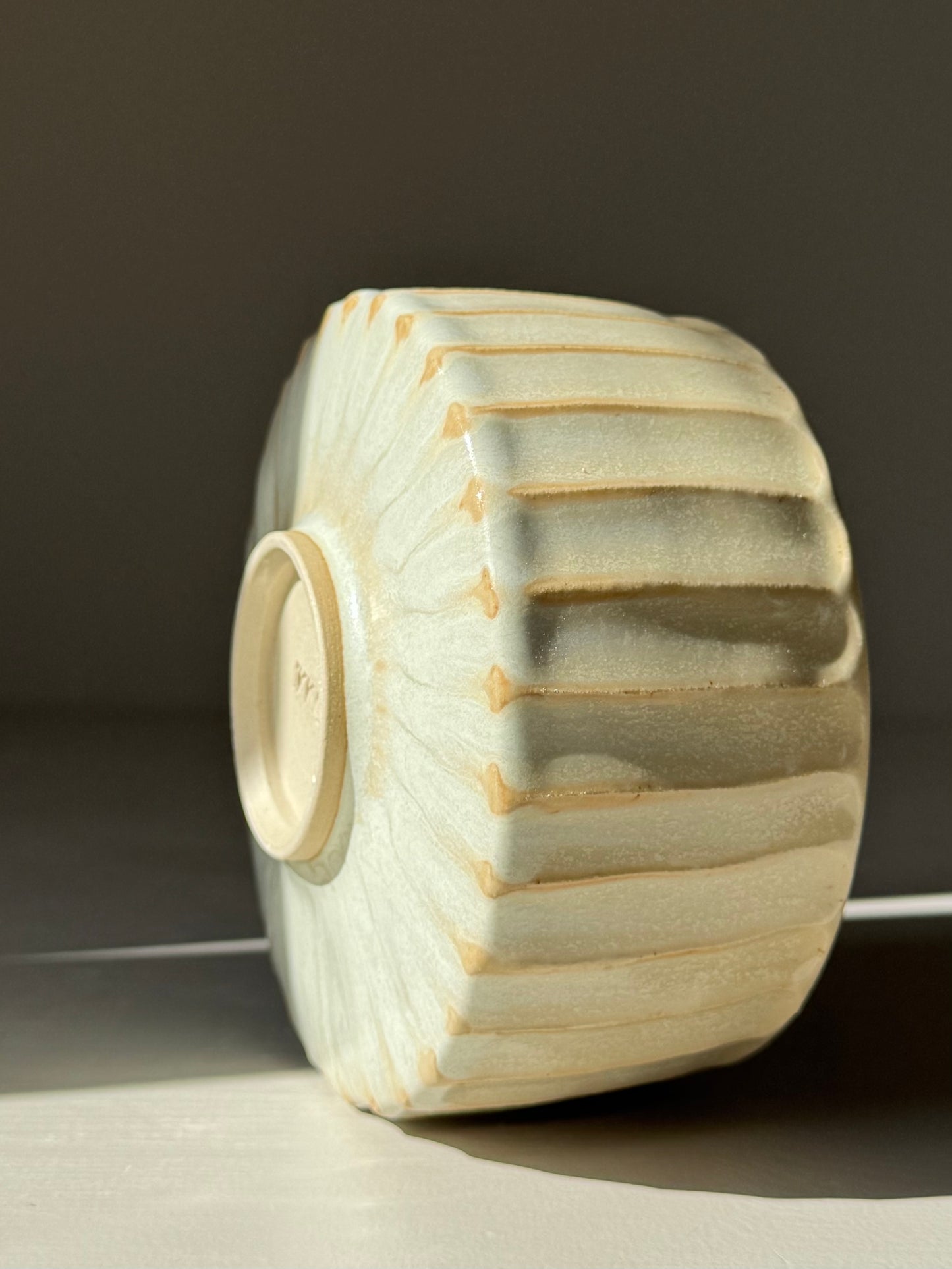 Carved Matcha Bowl – Moonstone Glaze #01