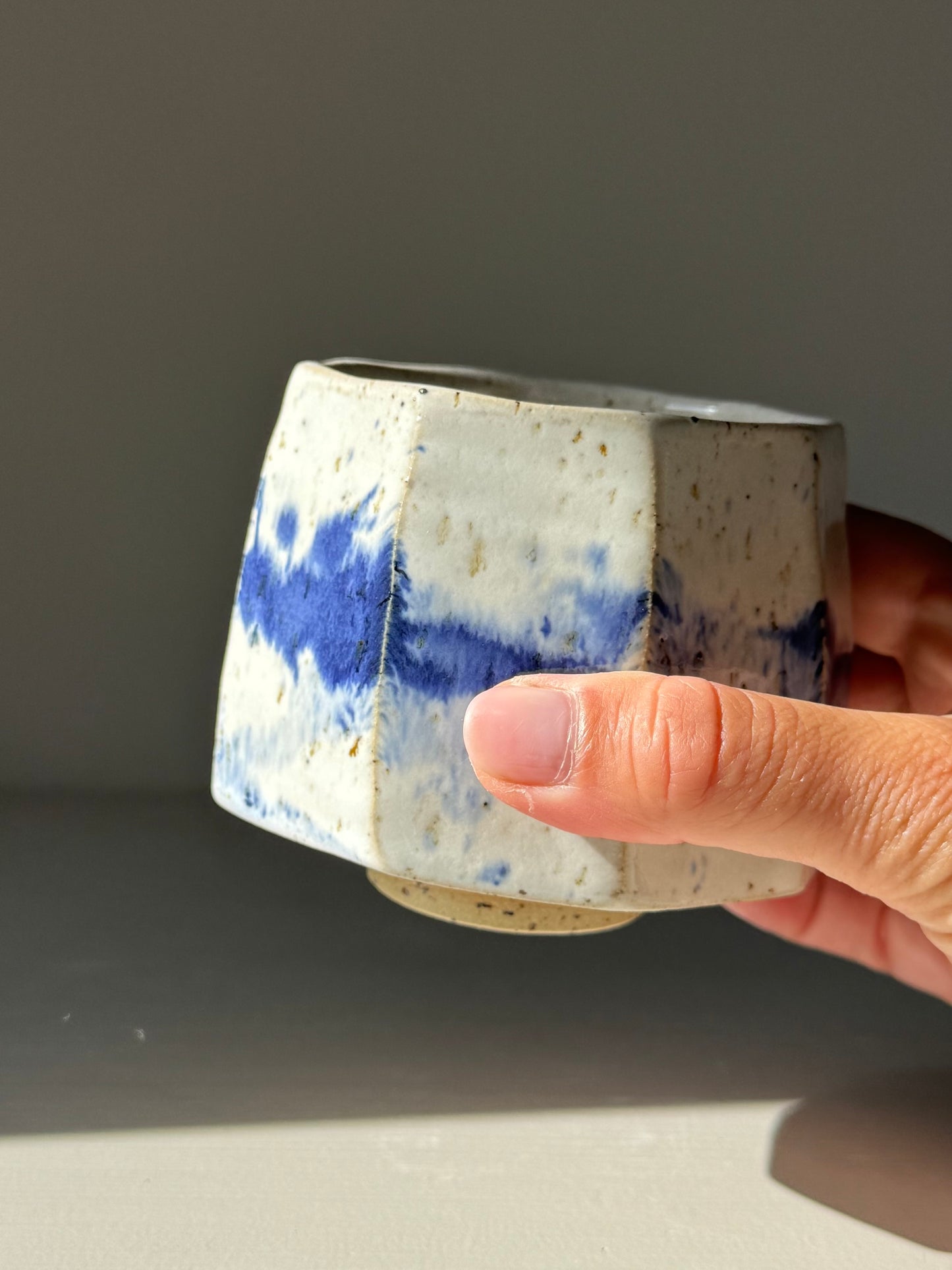 Faceted Cup – Cobalt Blue & Glossy White #03