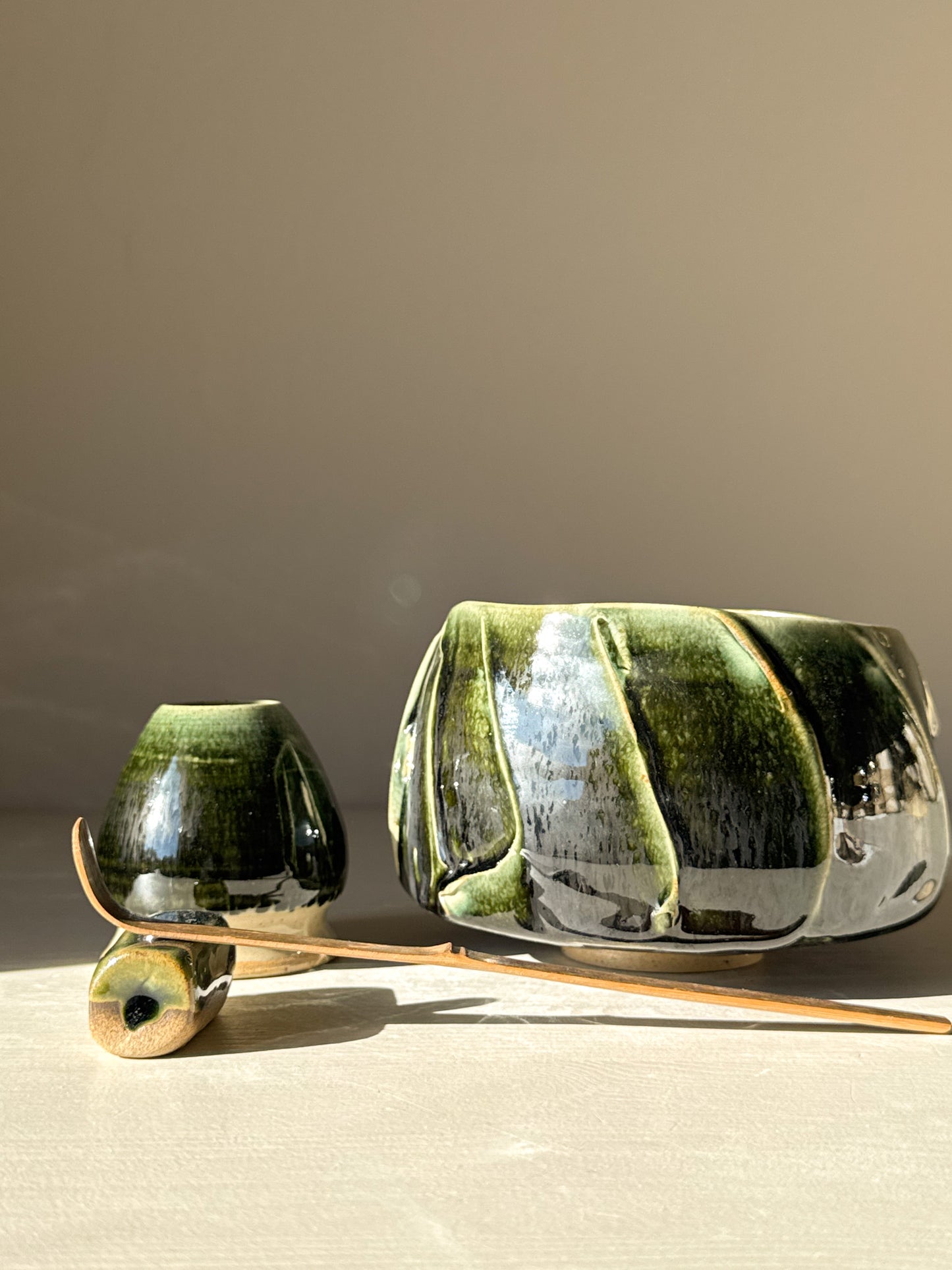 Textured Matcha Bowl - Hinoki #02