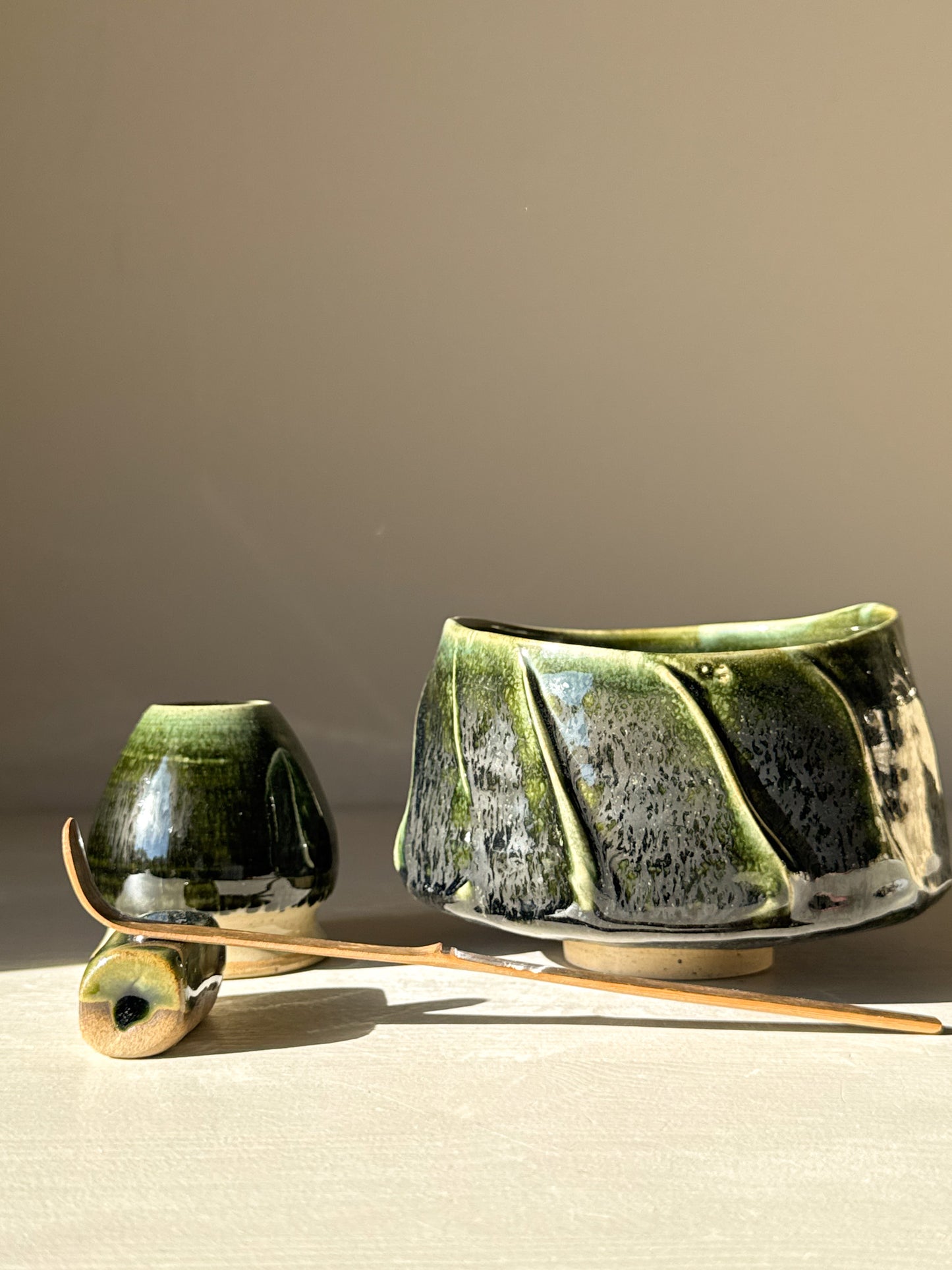 Textured Matcha Bowl - Hinoki #01