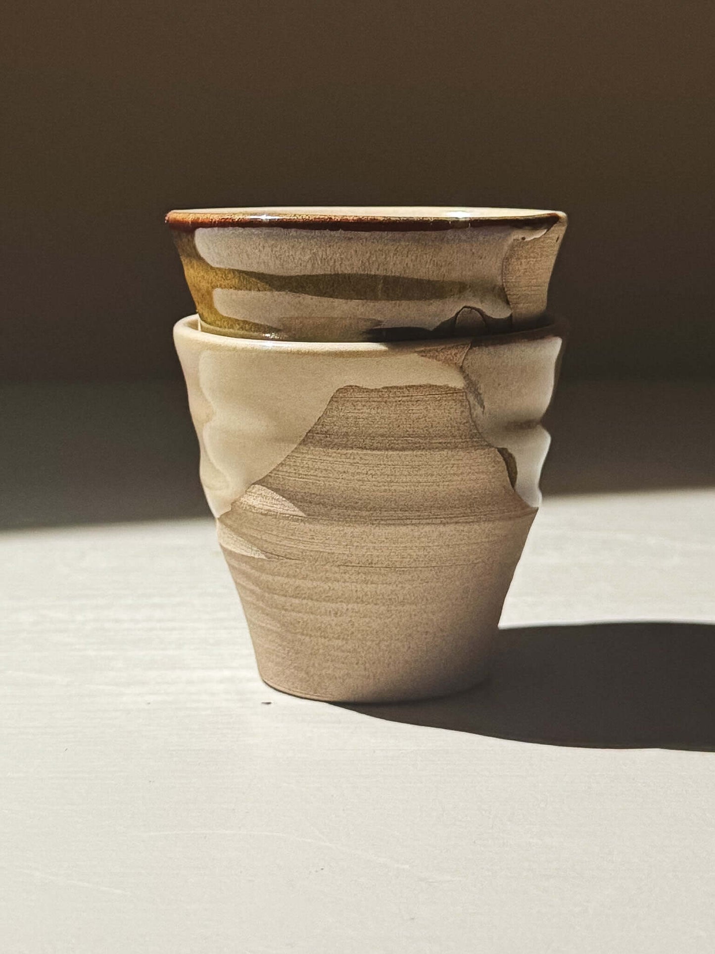 Espresso Cup - Inyo #01, uniquely crafted, showcasing glossy glazes and warm toffee-toned clay, part of the Inyo Series.