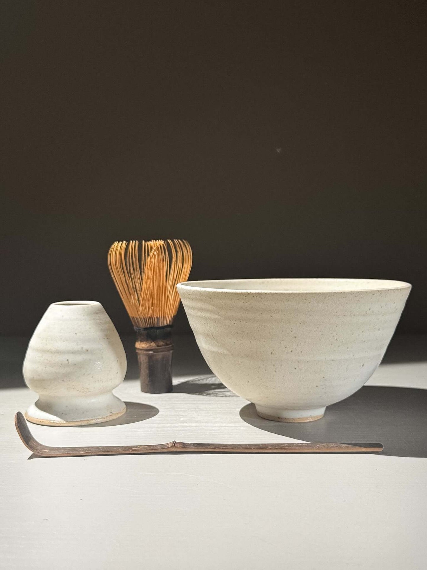 Matcha Bowl & Whisk Holder Set - Eggshell #01