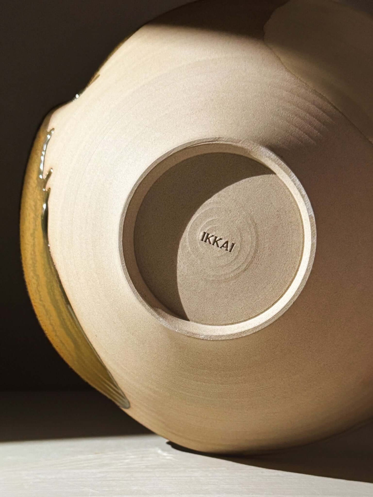 Bottom view of Large Bowl - Inyo #01 showing signature and glaze texture.