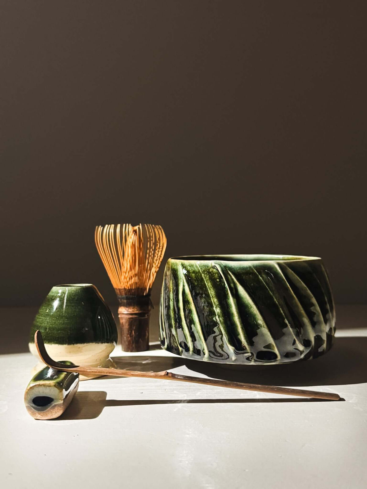 Textured Matcha Bowl - Hinoki #01