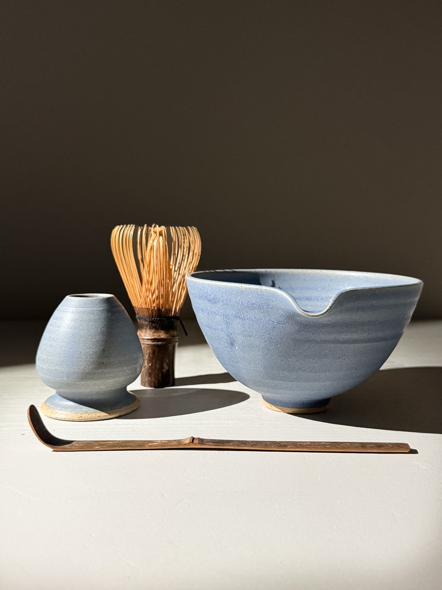 Matcha Bowl & Whisk Holder Set - Blue #03