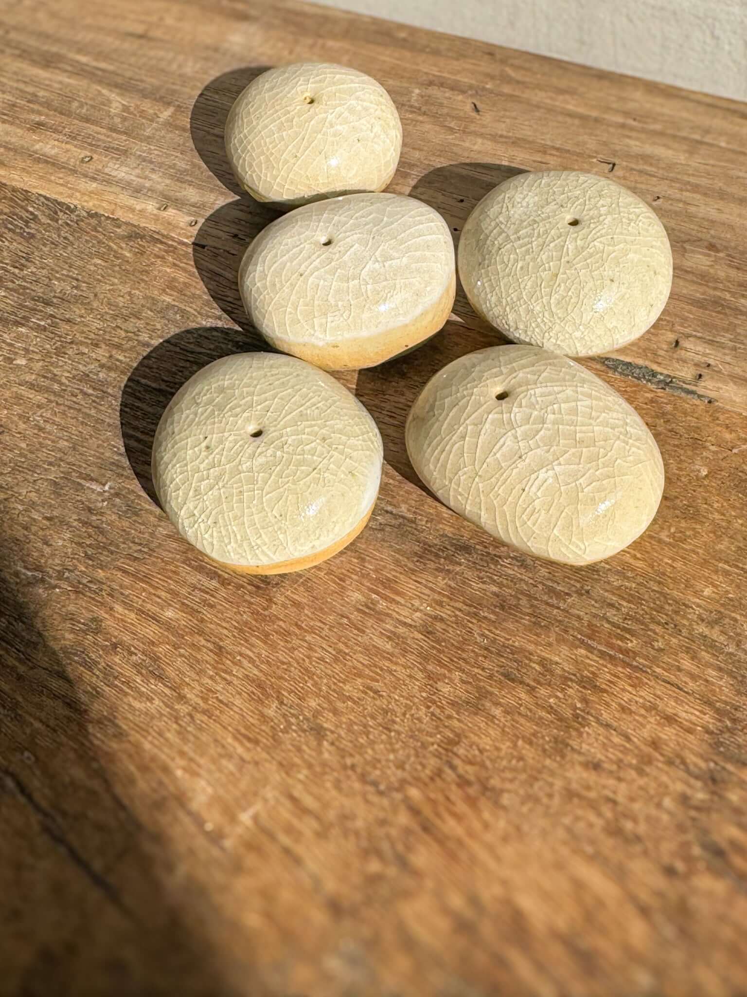 Handmade ceramic Incense Holder Pebbles on wooden surface