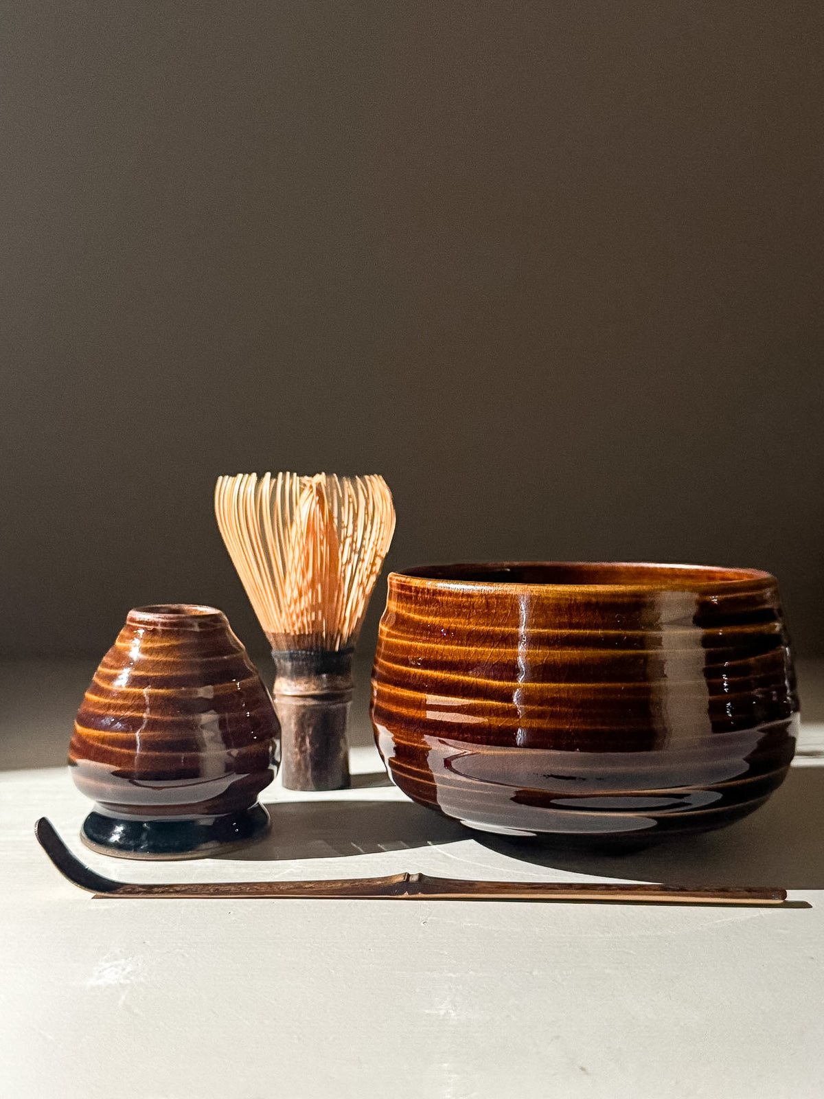 Carved Matcha Bowl - Rust #02