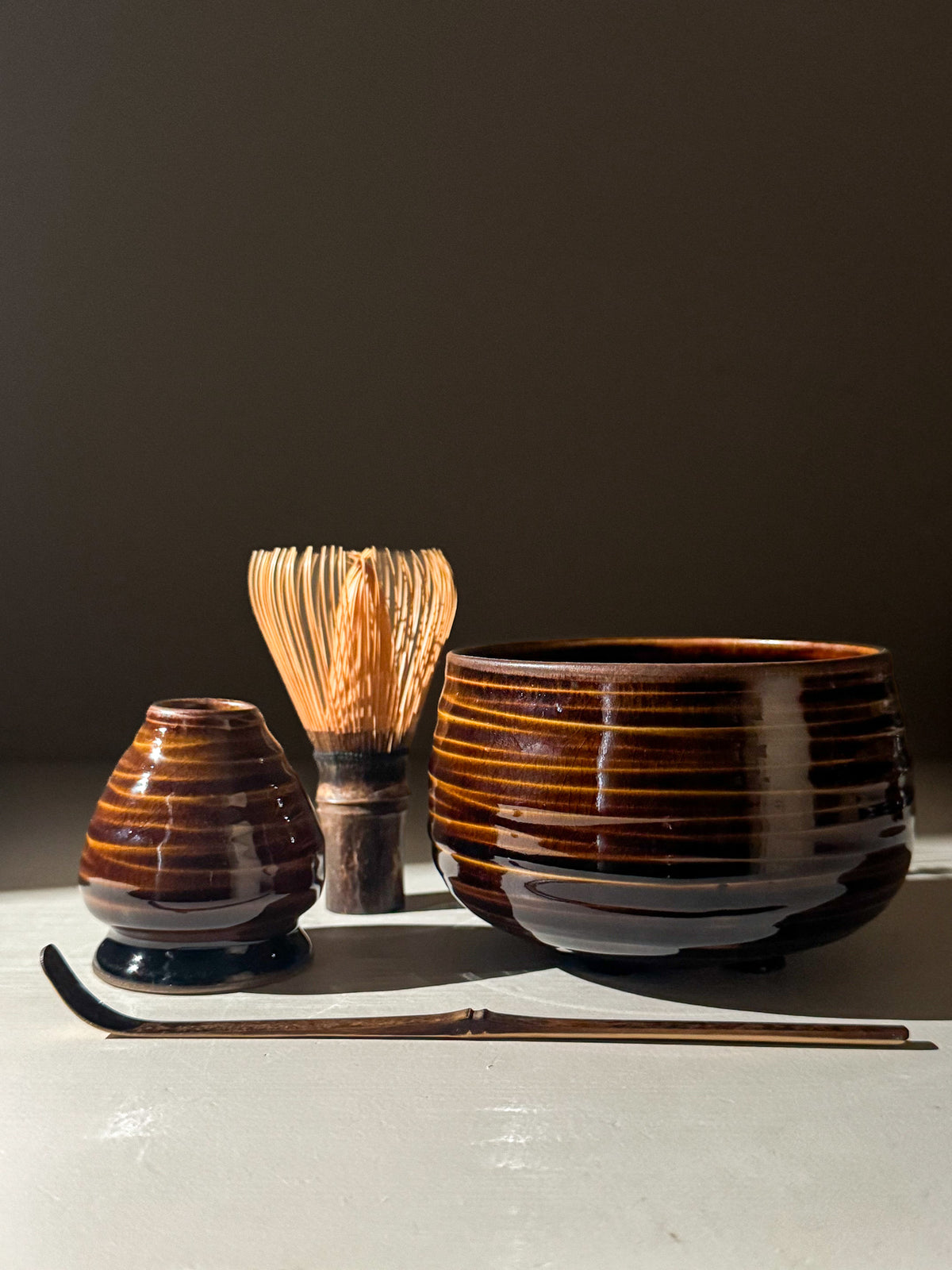 Carved Matcha Bowl - Rust #03