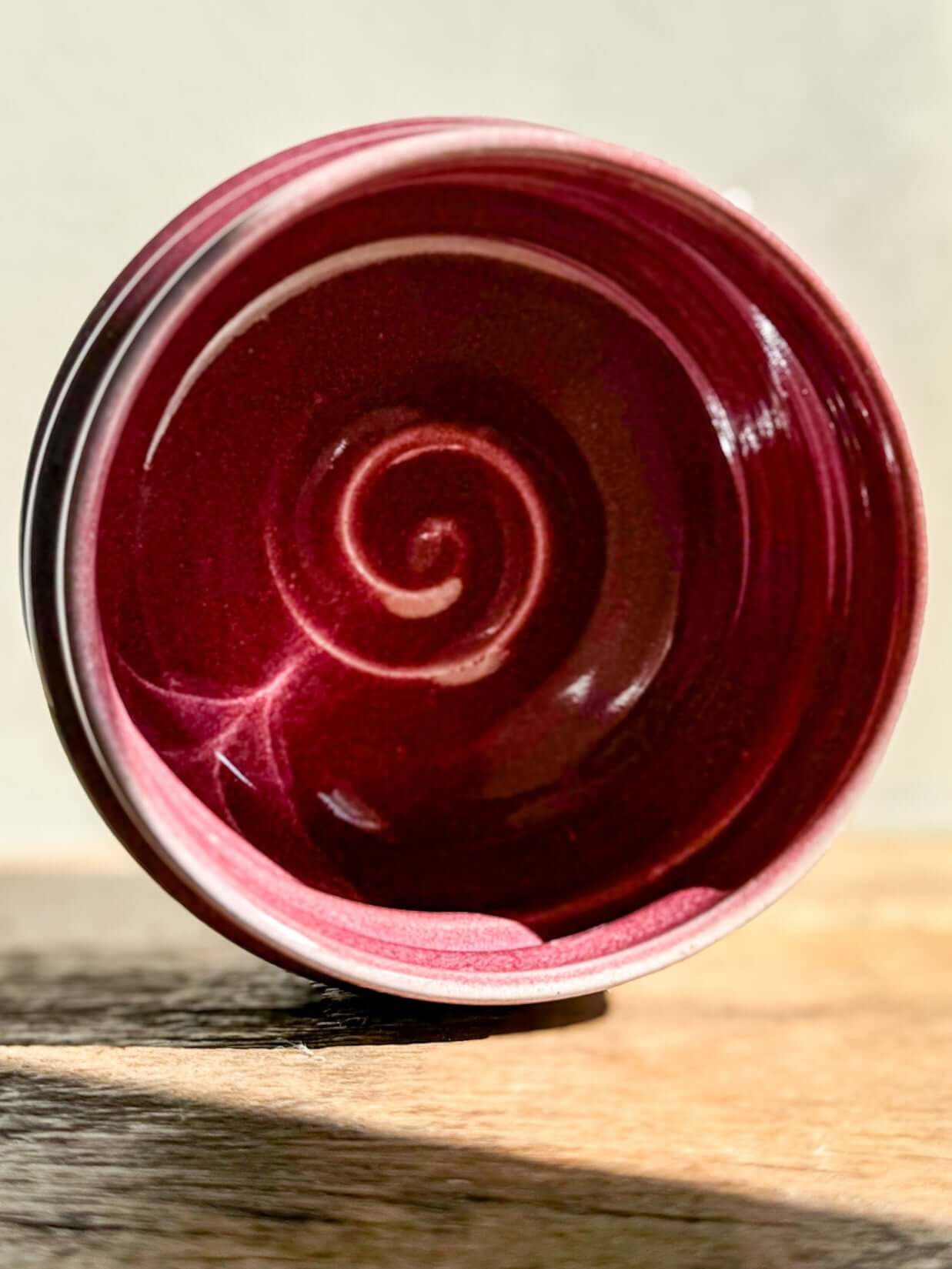 Ume Series Matcha Bowl #04 with elegant spiral design, inspired by Japanese Ume blossom, showcasing resilience and quiet beauty.