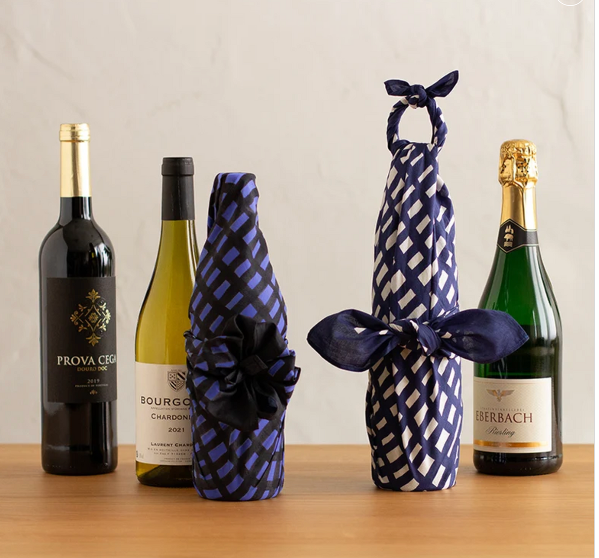 Medium Furoshiki Minä Perhonen Sora Check Navy Blue