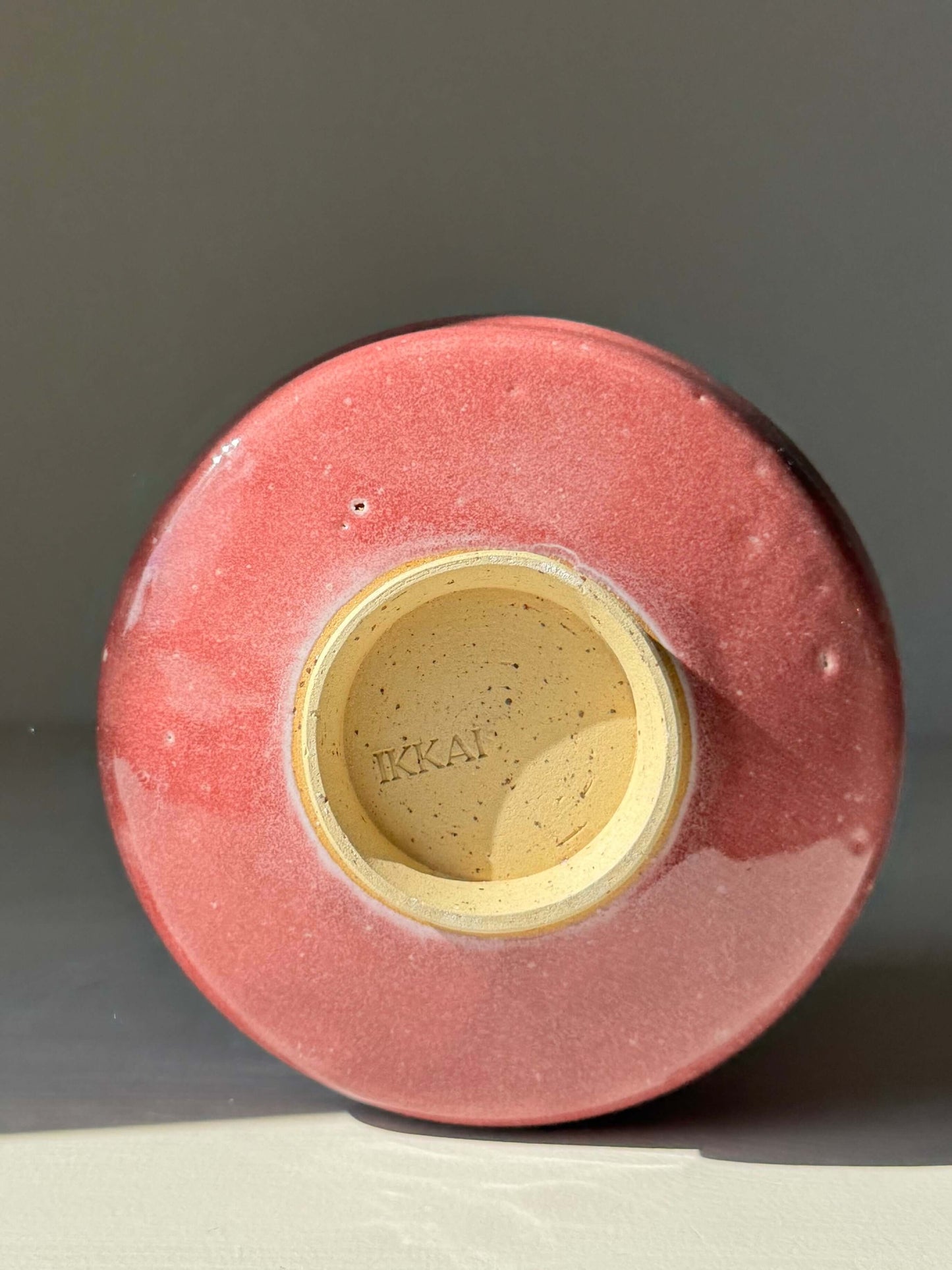 Bottom view of Matcha Bowl - Ume Series #02, showcasing its handmade ceramic design inspired by Japanese Ume blossom.