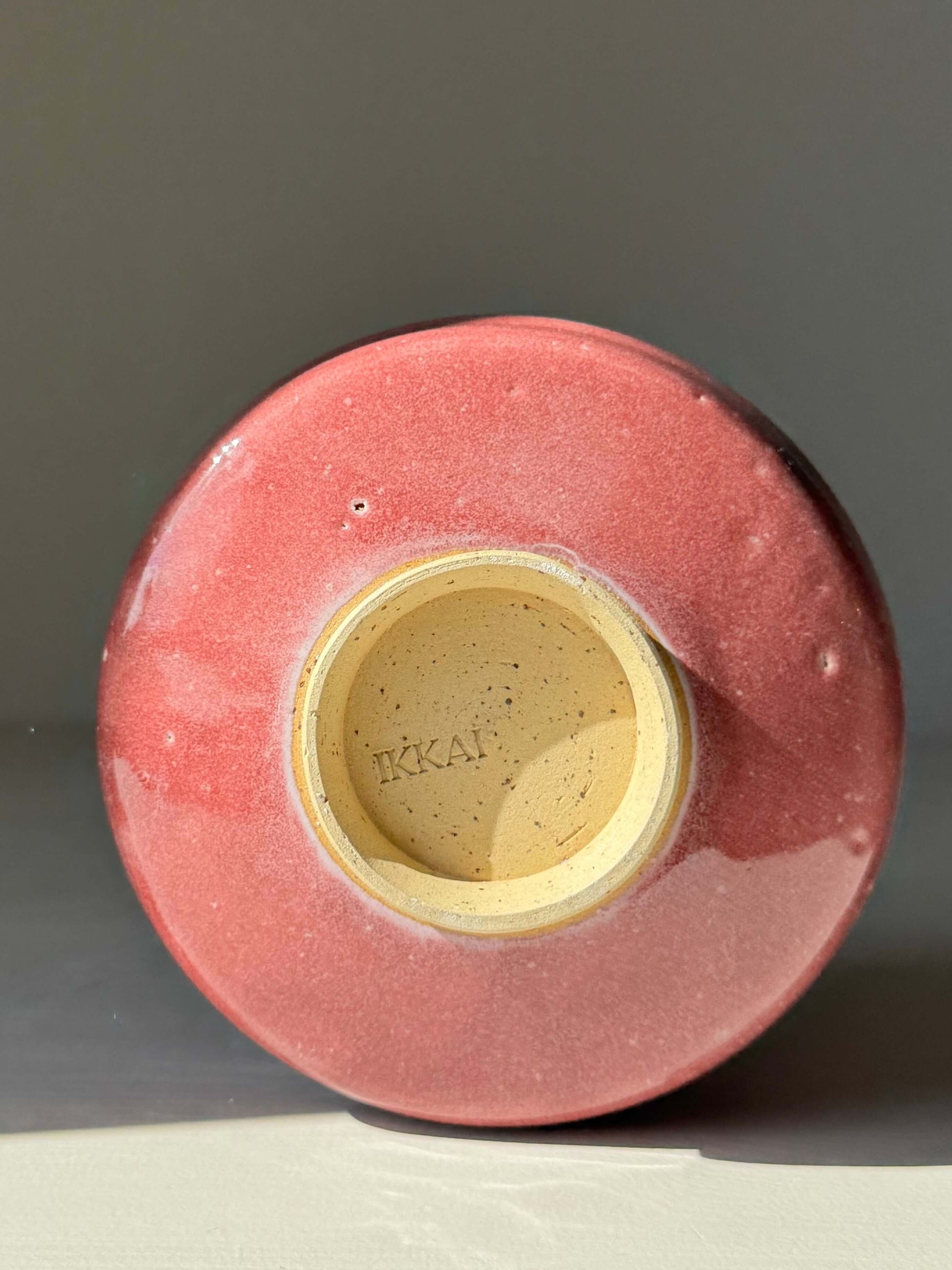 Bottom view of Matcha Bowl - Ume Series #02, showcasing its handmade ceramic design inspired by Japanese Ume blossom.