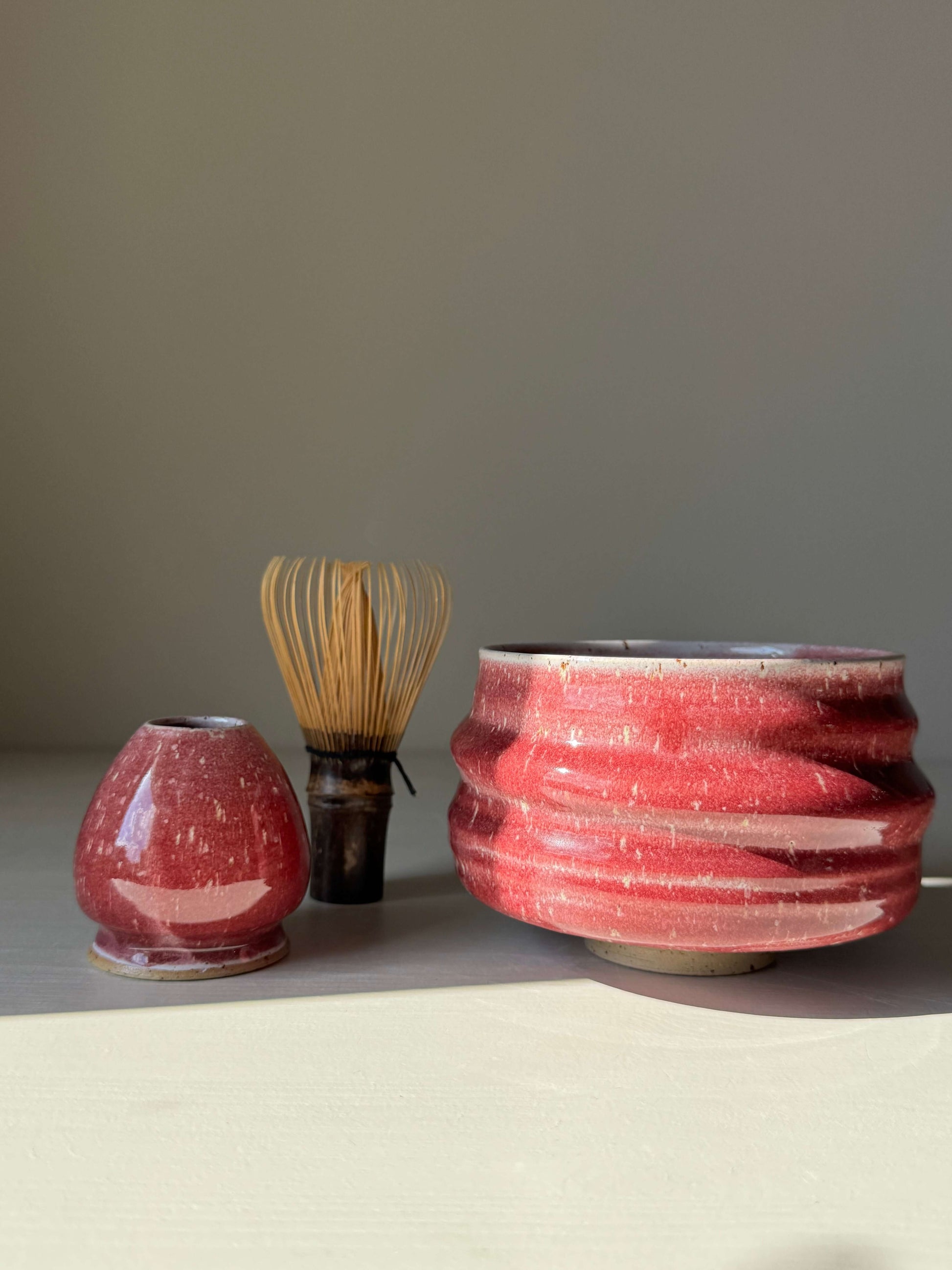 Matcha Bowl - Ume Series #08 handmade ceramic with Japanese whisk