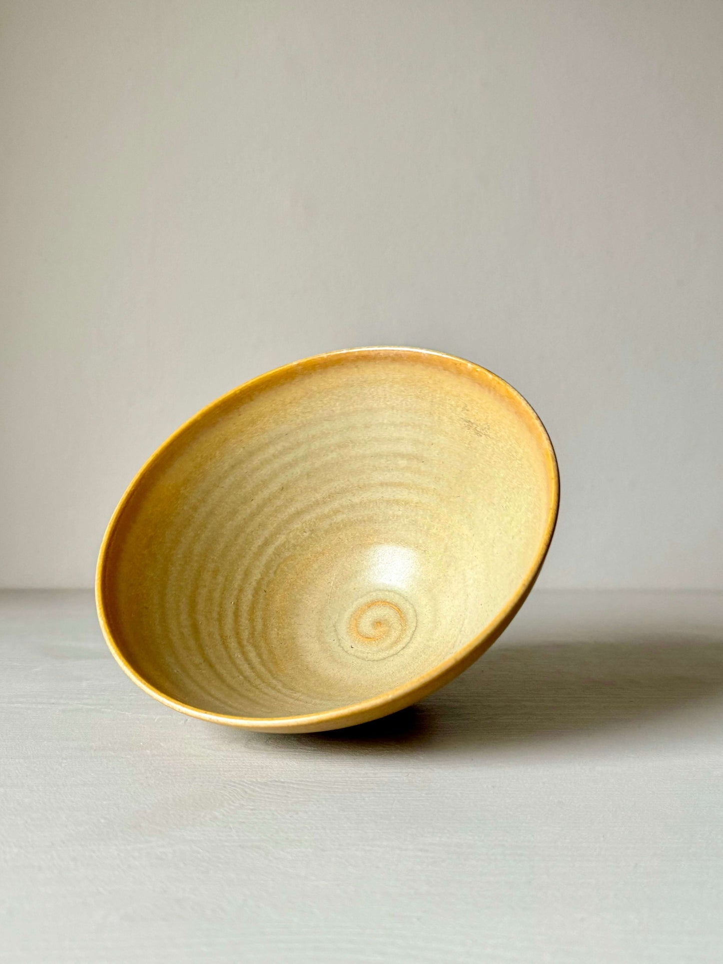 Handmade yellow glazed medium bowl, stoneware clay, 9cm high, 18cm diameter, ideal for breakfast, soups, desserts. Unique pottery piece.