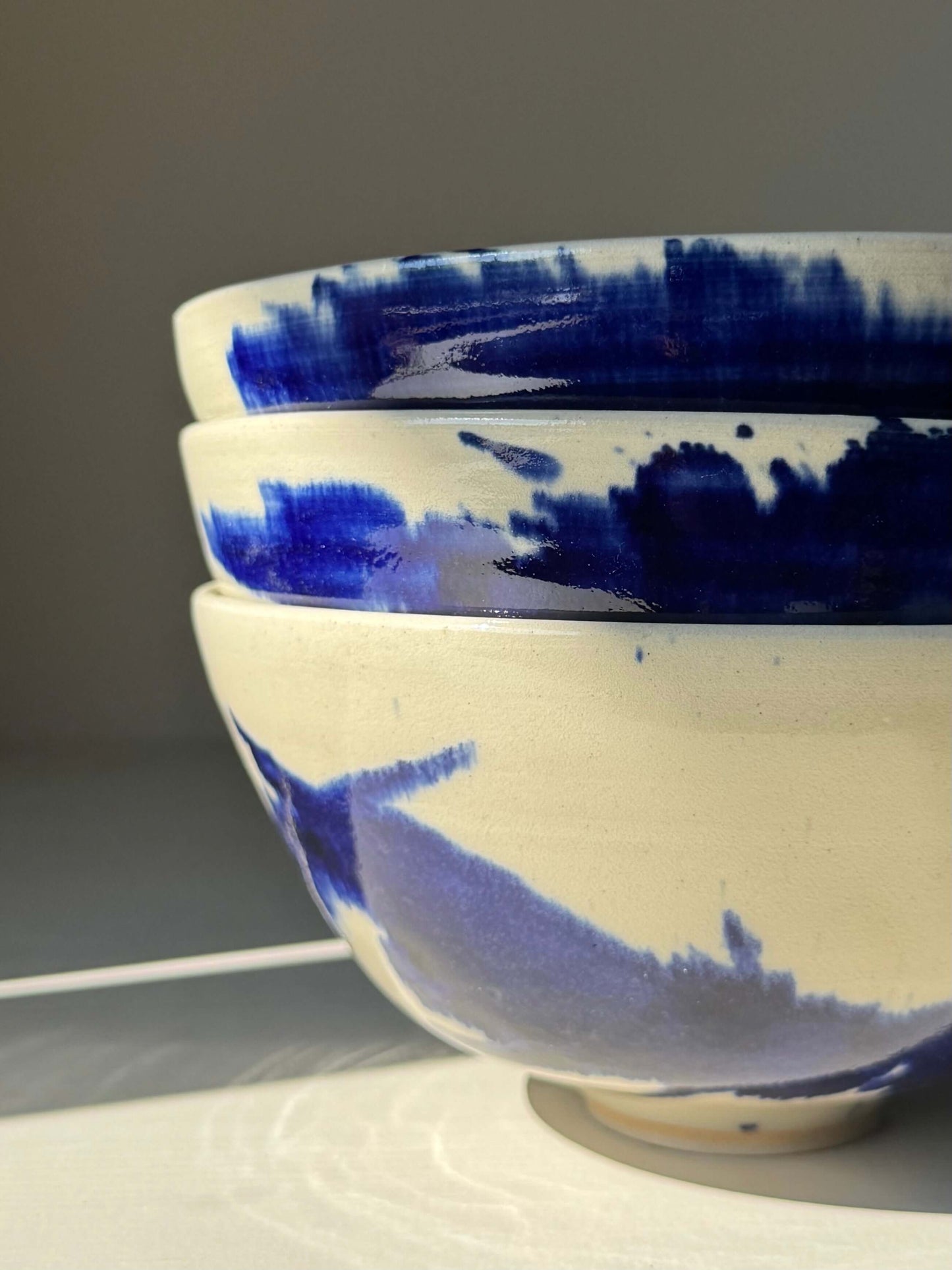 Handmade ceramic Breakfast Bowl – Gosu #02 with unique cobalt design, showcasing artistic craftsmanship in tableware.