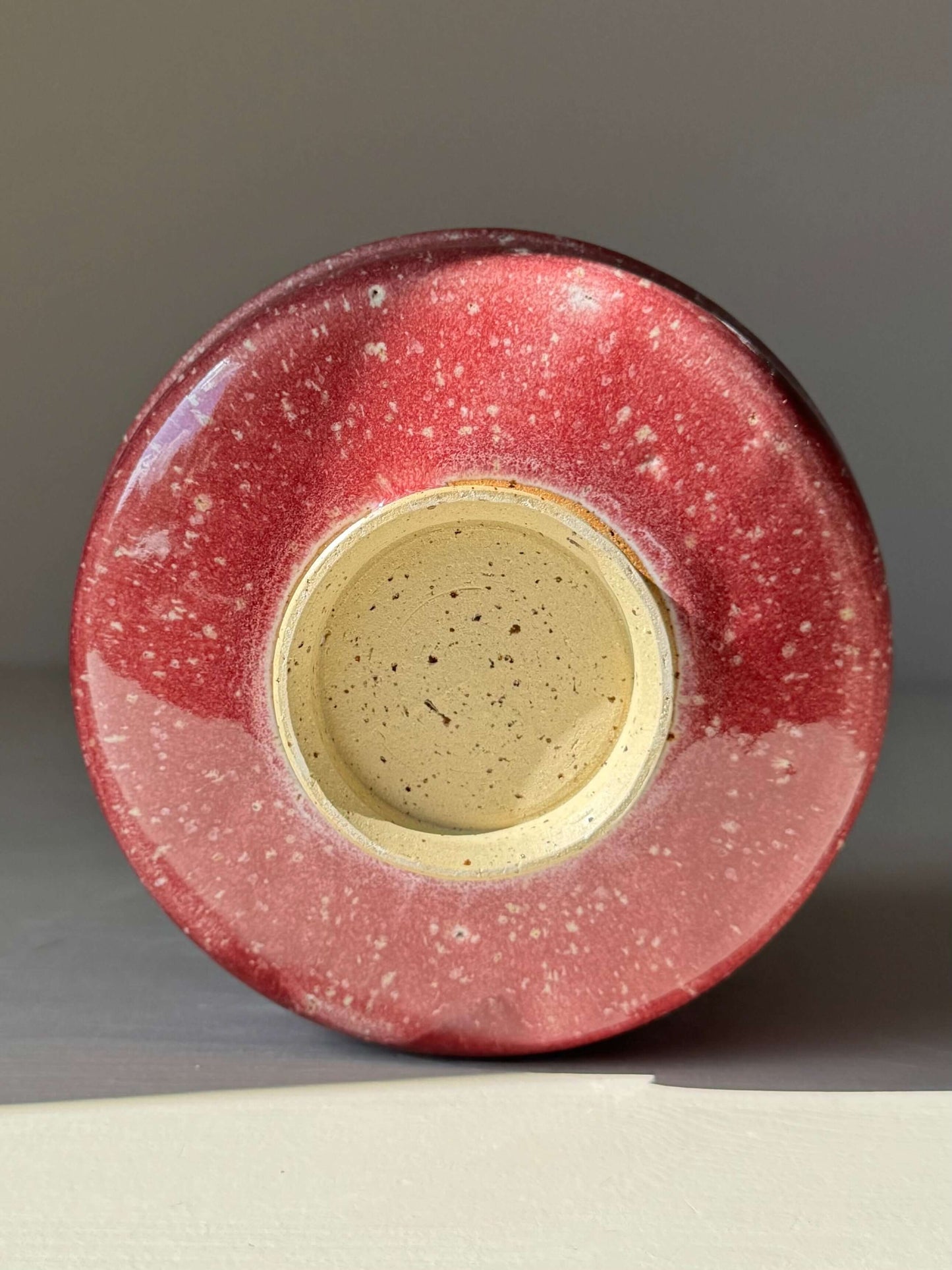 Handmade ceramic Matcha Bowl - Ume Series #03 with red speckled glaze and trimmed foot, inspired by Japanese Ume blossom.