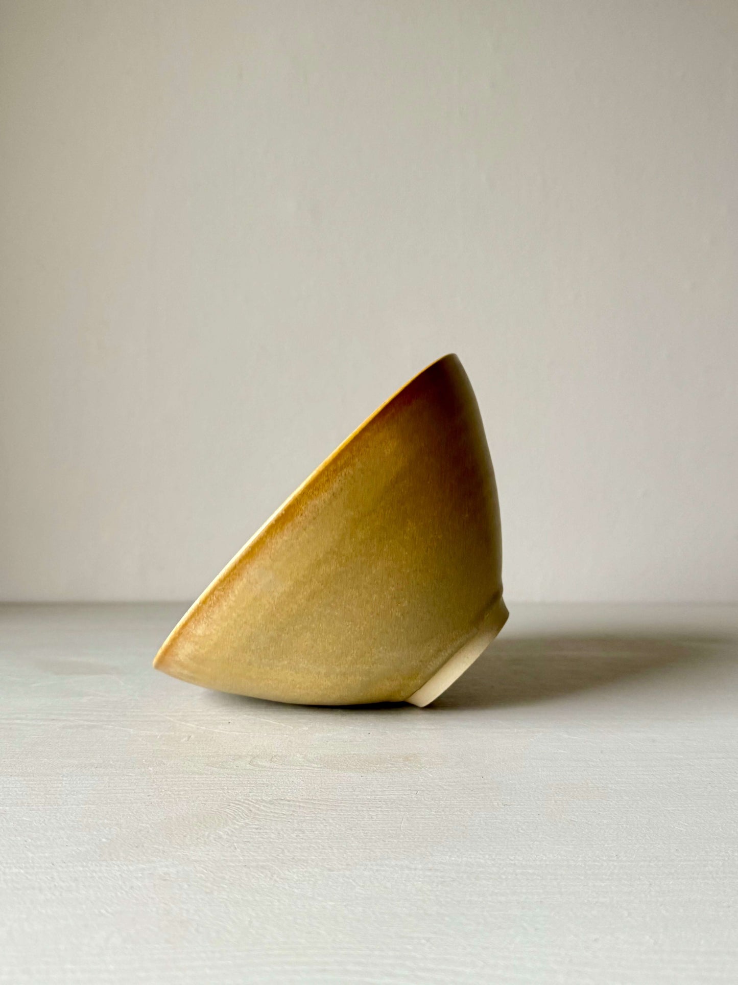 Handmade yellow glazed medium bowl, stoneware pottery, 18cm diameter, perfect for serving breakfast or desserts.