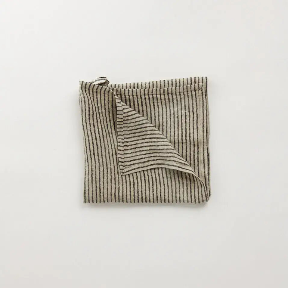 Soft Striped Linen Kitchen Towel with subtle stripes, handmade from 100% natural linen, absorbent and quick-drying.