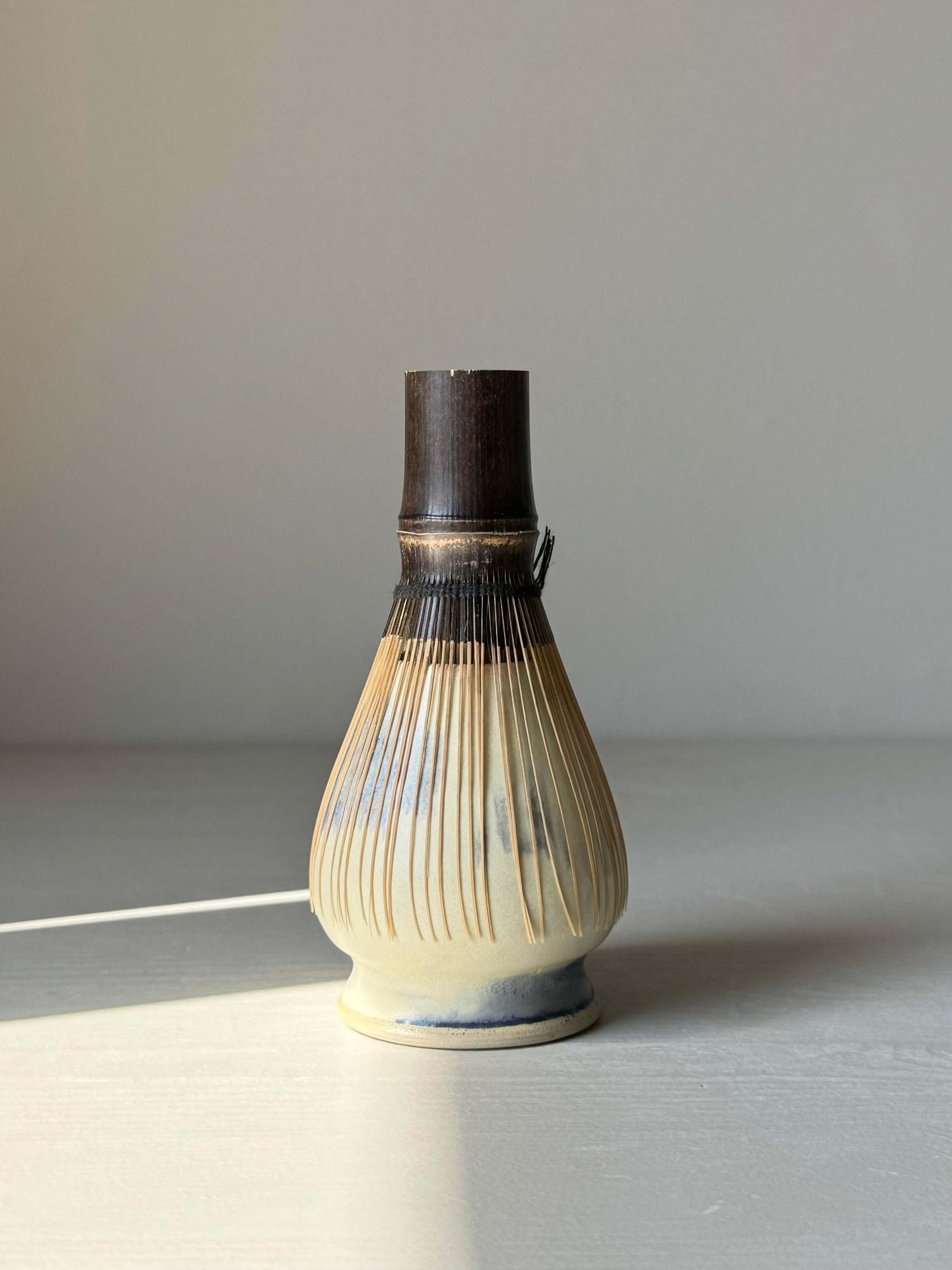 Handmade ceramic Matcha Whisk Holder - Cobalt Blue & Moonstone Glaze, designed for maintaining Chasen condition and aesthetic appeal.