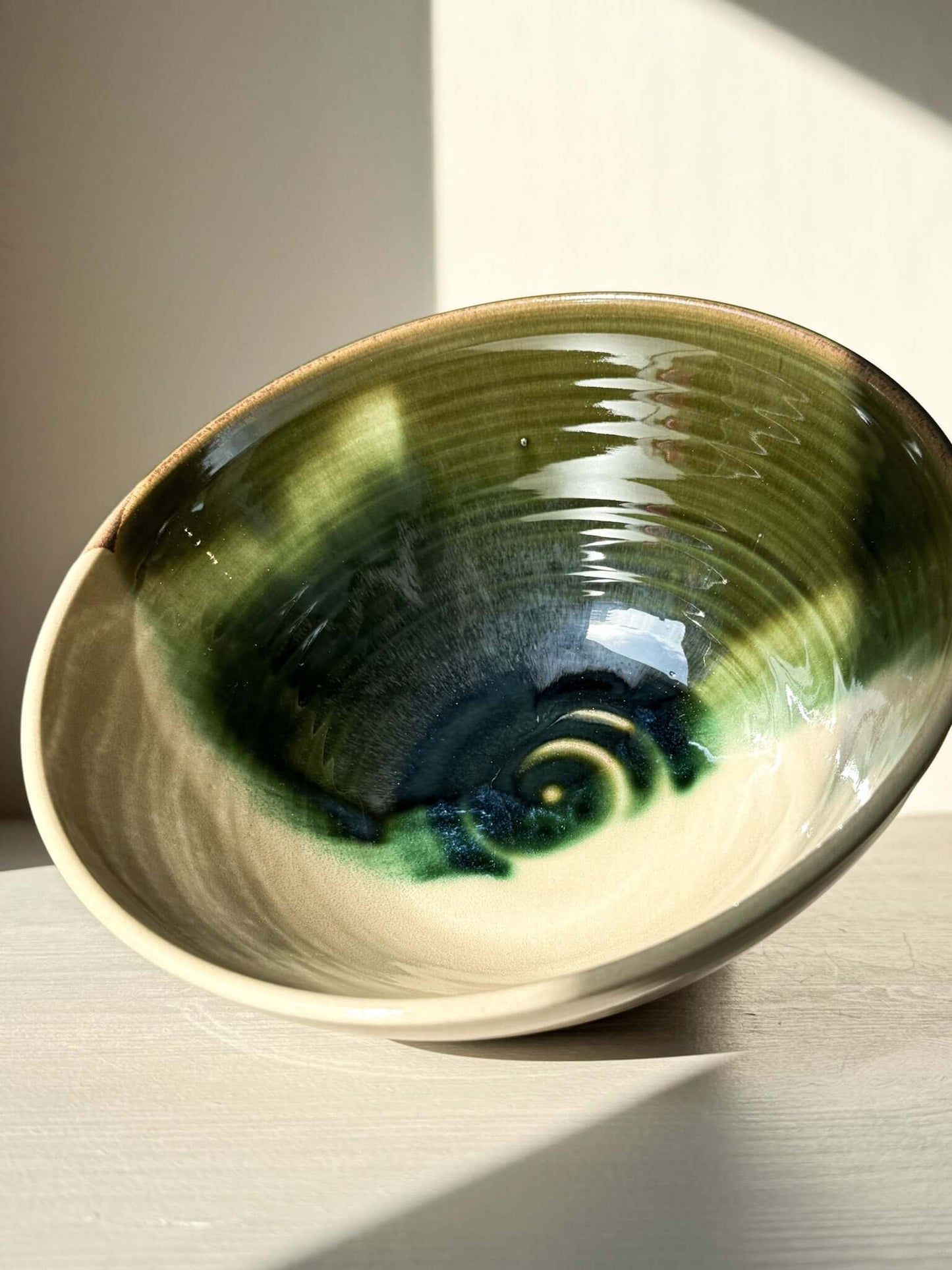 Medium Bowl - Mori #02, handmade ceramic bowl with green glaze, part of the Mori Series inspired by forest depth and calm.