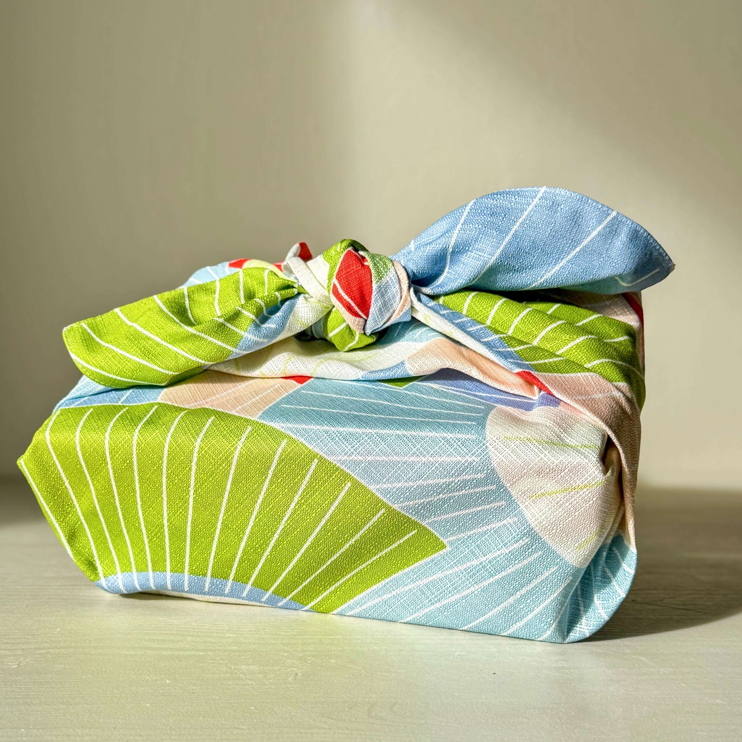 Medium Furoshiki - Adeline Klam Pink & Green | japanese Organic Cotton Wrapping Cloth