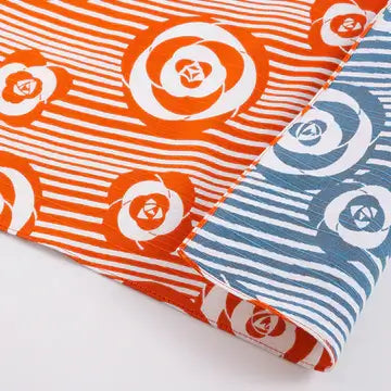 Small Furoshiki - 48 Isa monyo Reversible | Camellia Orange/Blue
