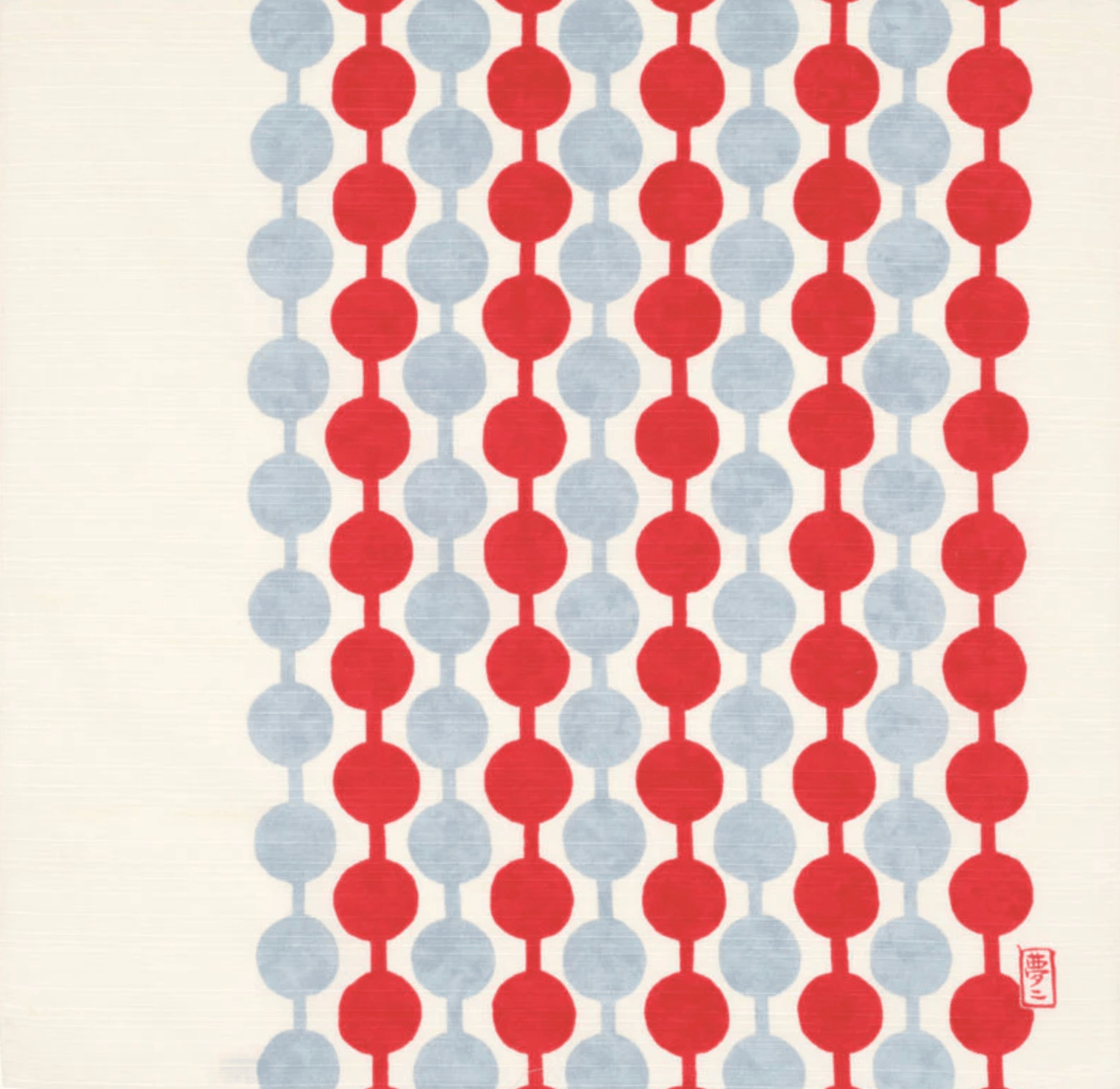 Small Furoshiki Tsunagi Dango Pattern with red and blue traditional Kyoto motifs, part of Yumeji Takehisa collection.