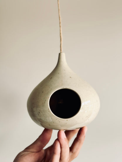 Handmade Ceramic Bird Feeder - Clear Glaze