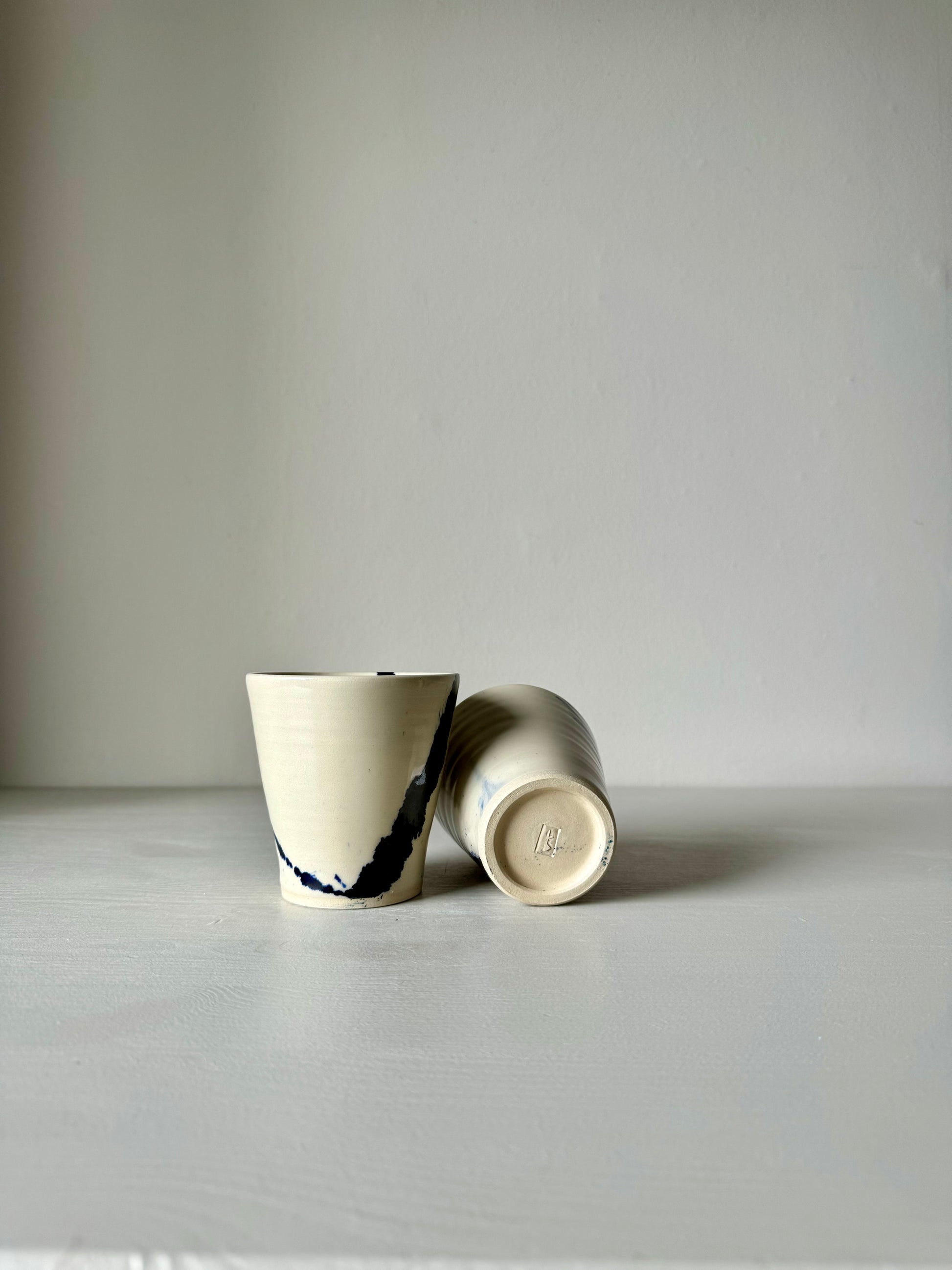 IKKAI Ceramics Coffee cups - Clear glaze & Cobalt Blue