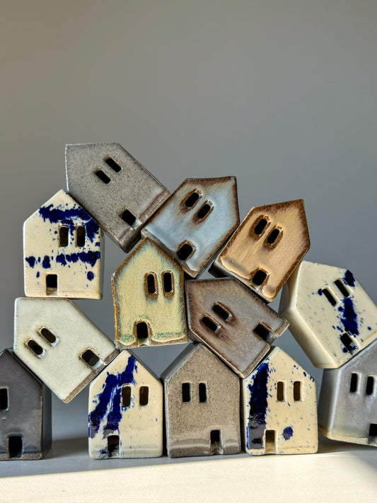 Small handmade Ceramic Houses in Various Colours by IKKAI Ceramics