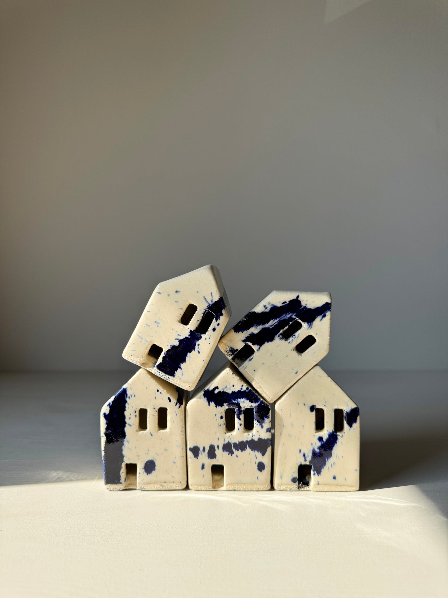 Small handmade Ceramic Houses in Various Colours by IKKAI Ceramics