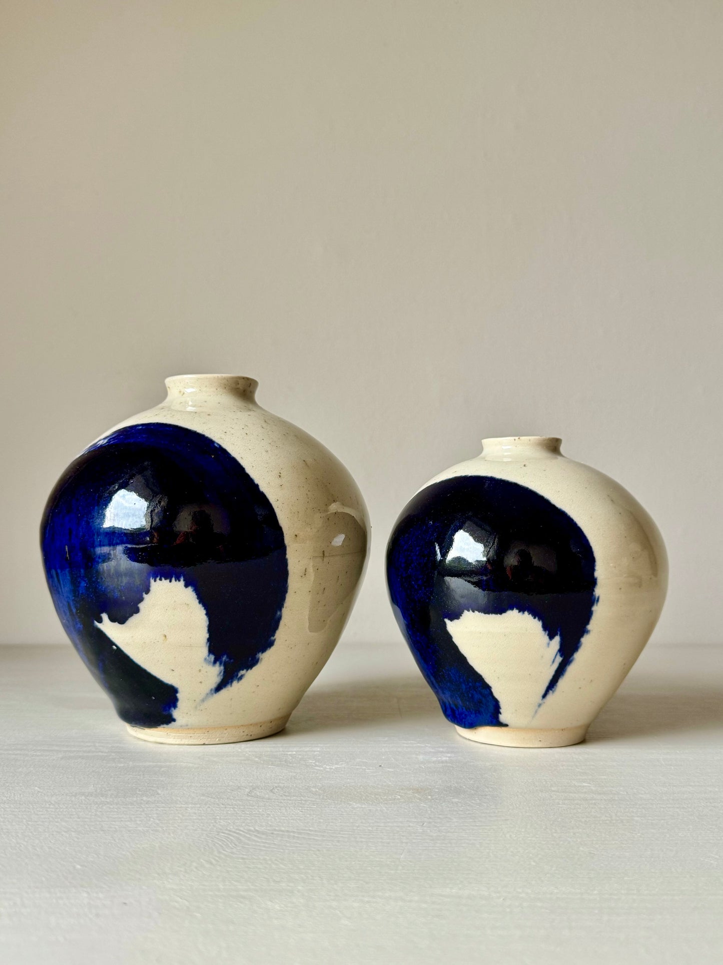 Handmade Medium Vases IKKAI Ceramics - Clear glaze & Cobalt Blue