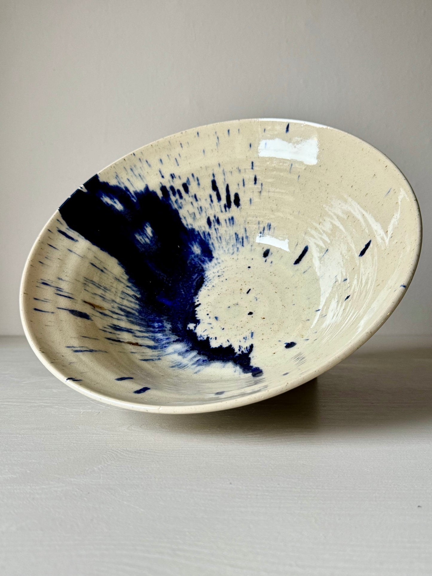 Large Bowl - Clear glaze & Cobalt Blue