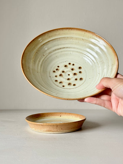  handmade ceramics colander and plate 