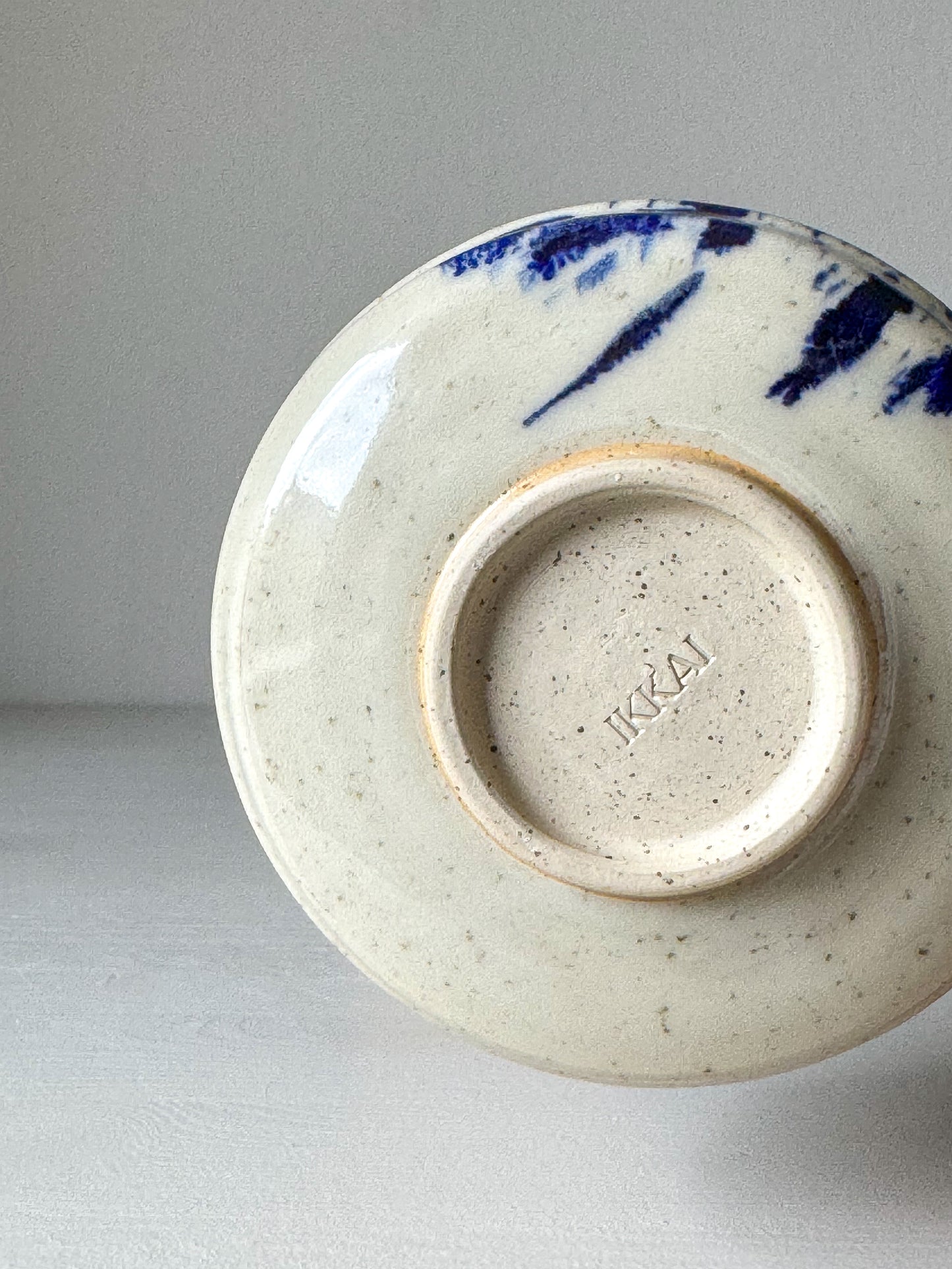 Matcha bowl with spout - Clear glaze & Cobalt blue 03