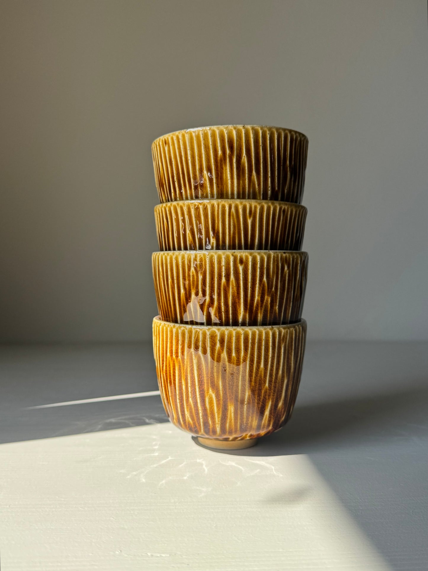 Carved Cups - Dark Honey